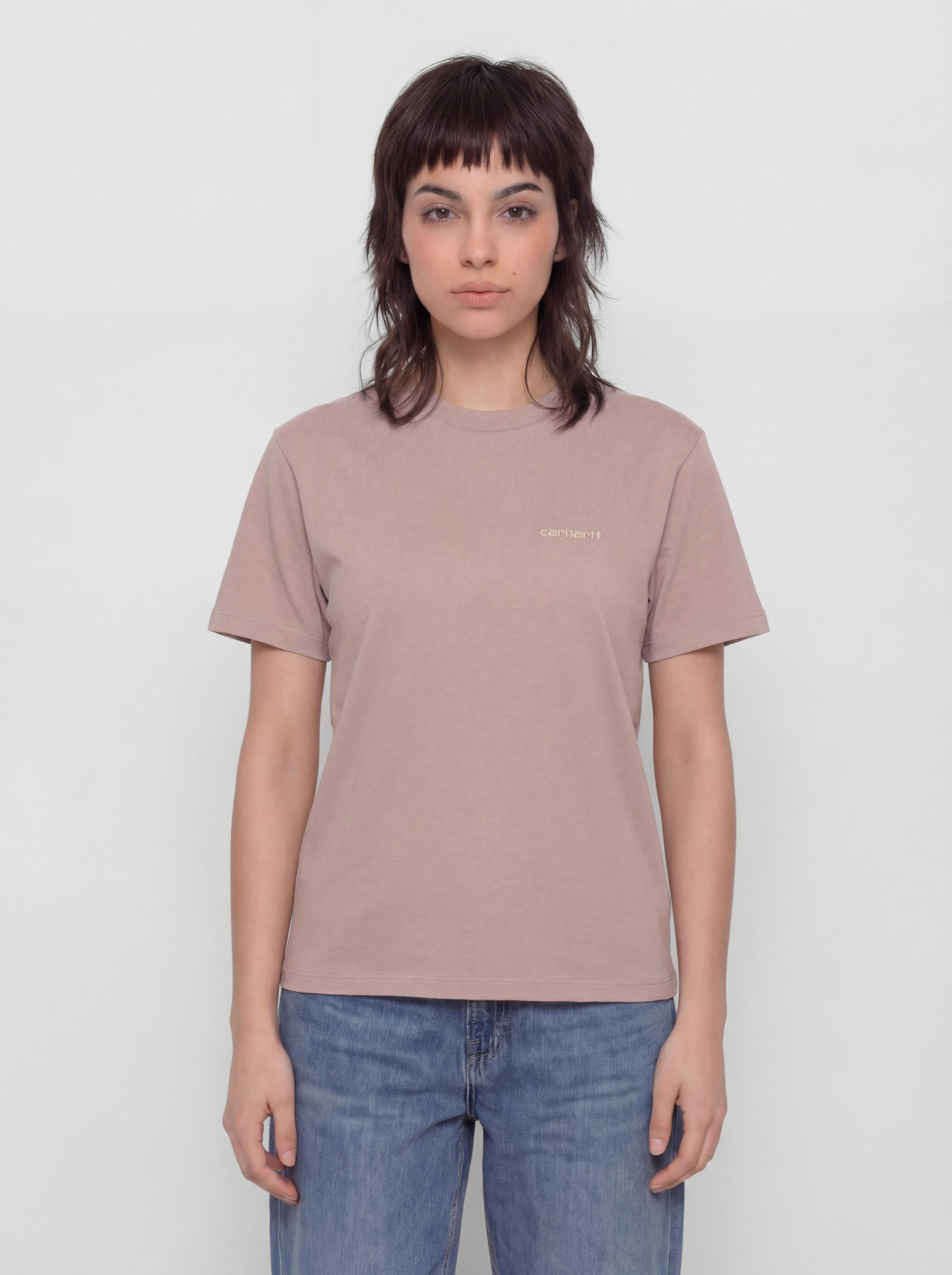 Tricou Carhartt WIP Script Embroidery Wmn (gentle pink/cinnerus)