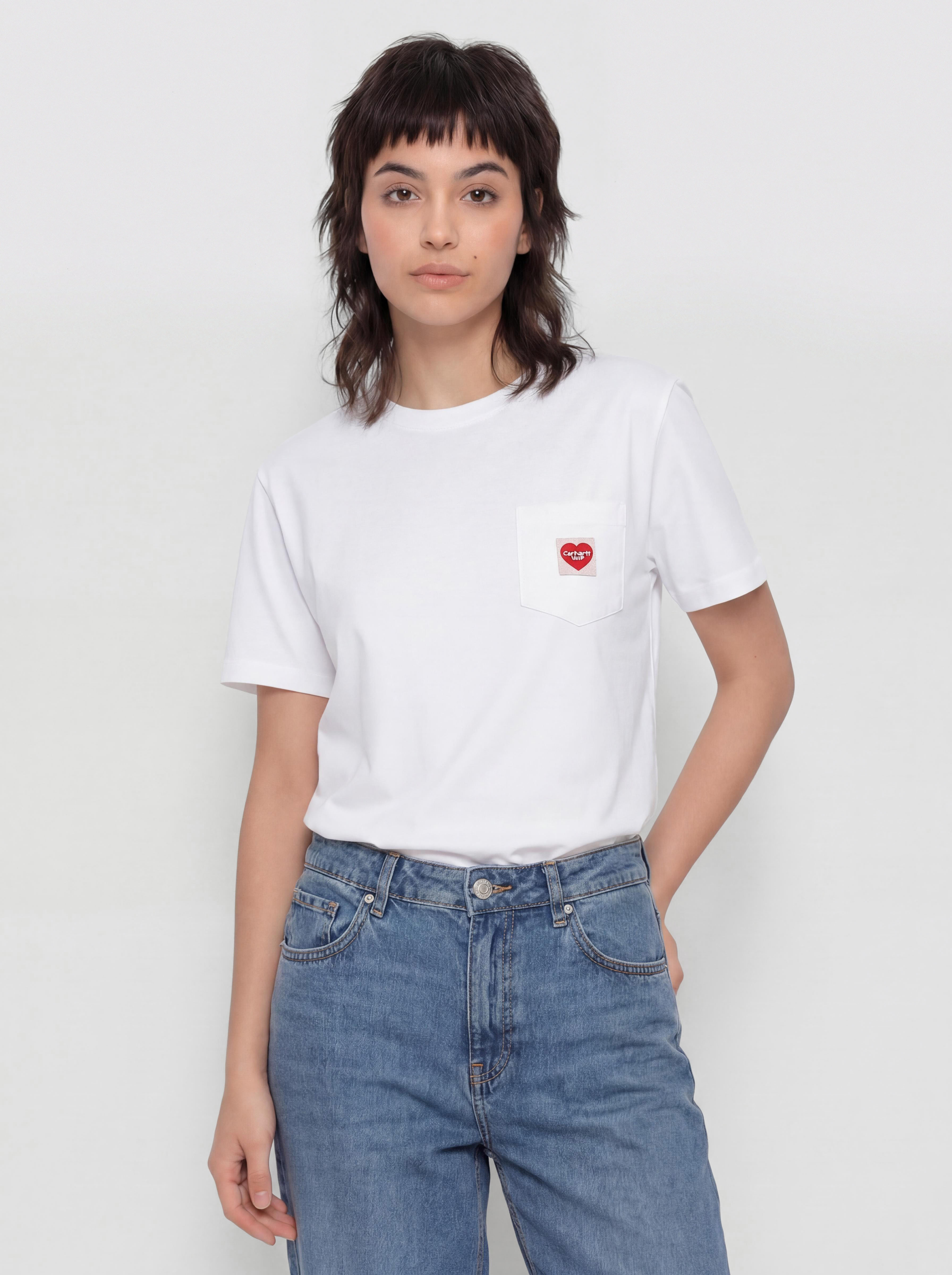 Tricou Carhartt WIP Pocket Heart Wmn (white/red)