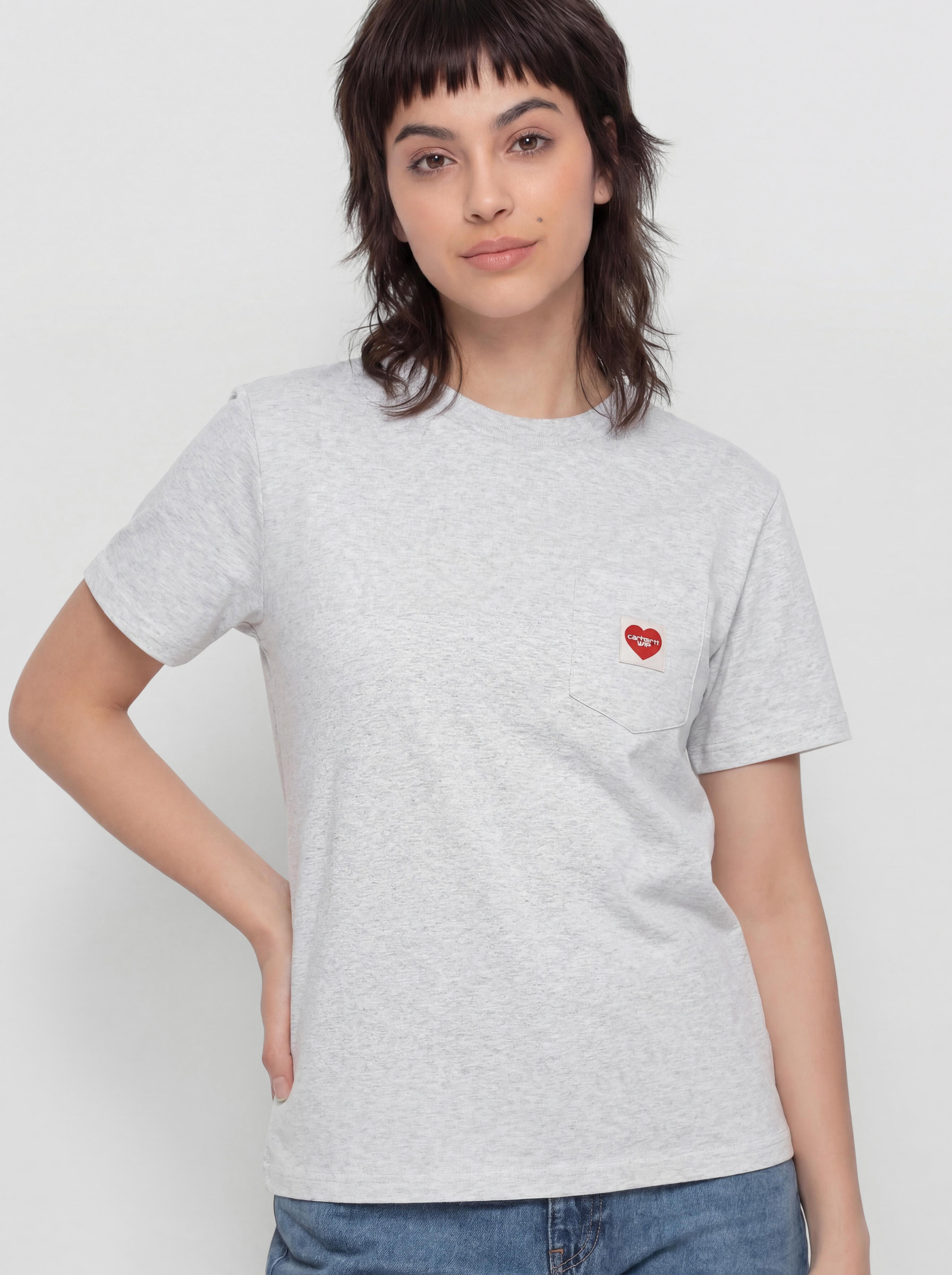 Tricou Carhartt WIP Pocket Heart Wmn (ash heather/red)