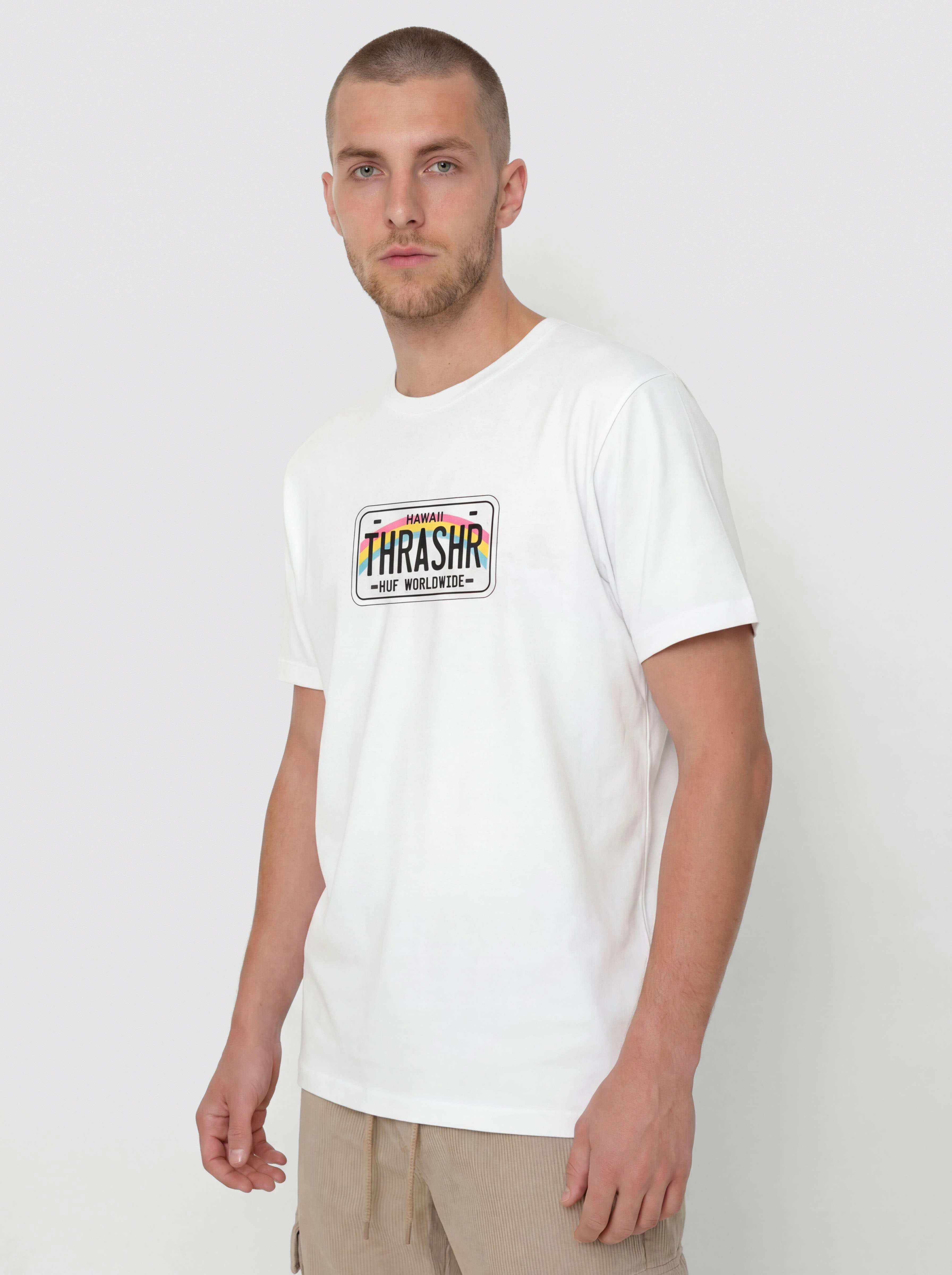 Tricou HUF X Thrasher License Plate (white)