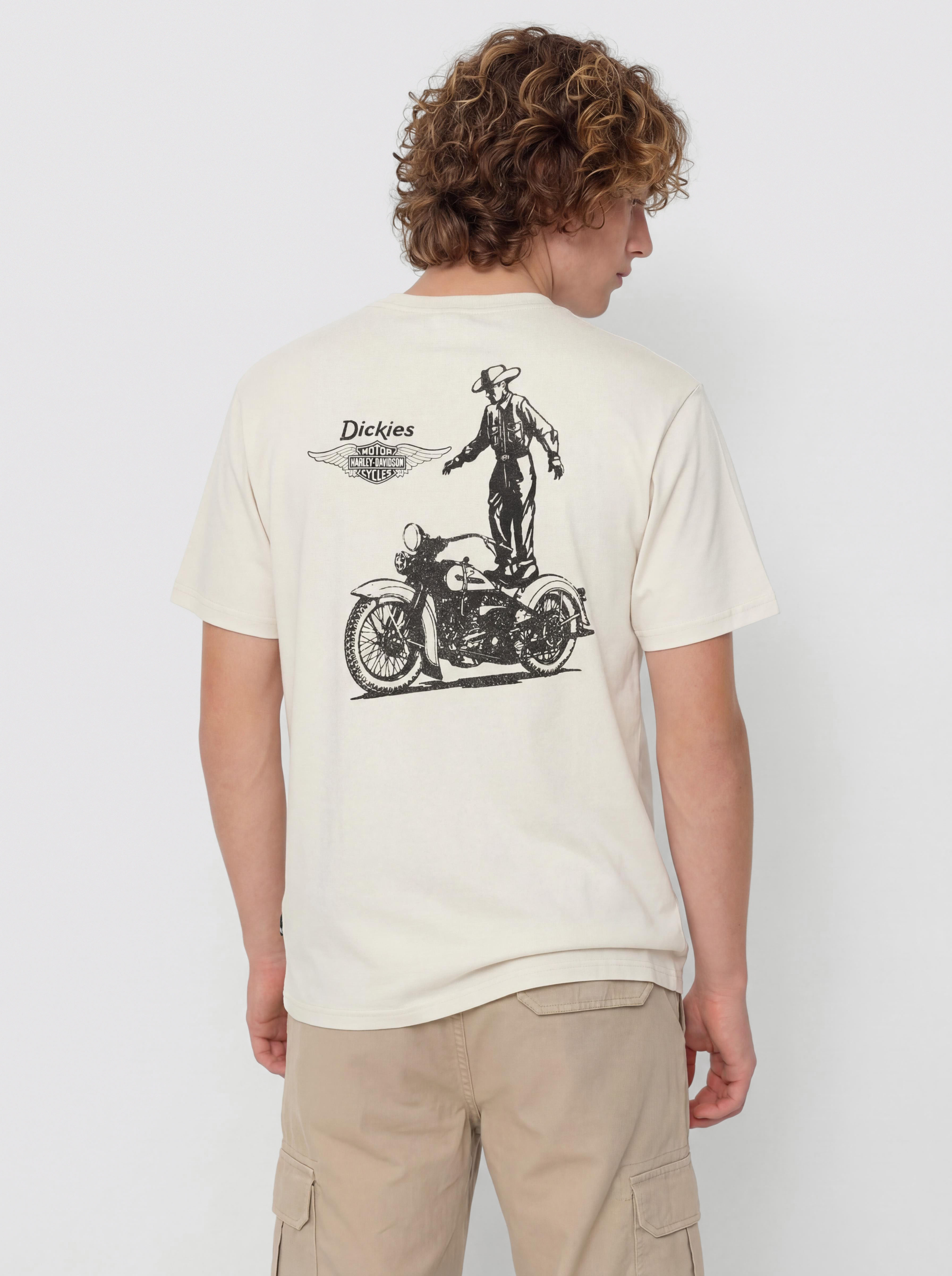 Tricou Dickies X Harley Davidson Vintage Wash (bone)