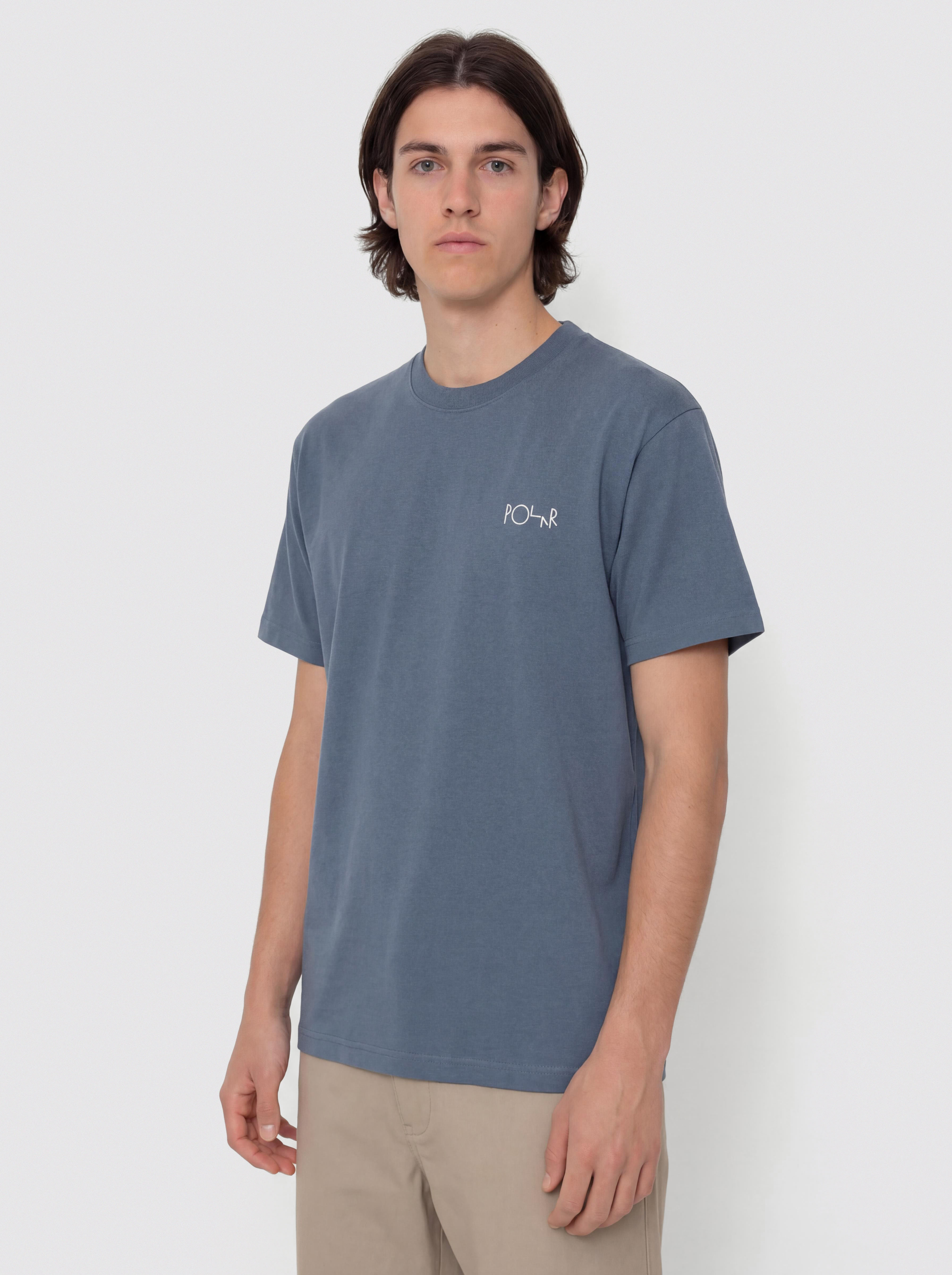 Tricou Polar Skate Contrast Stroke Logo (grey blue)