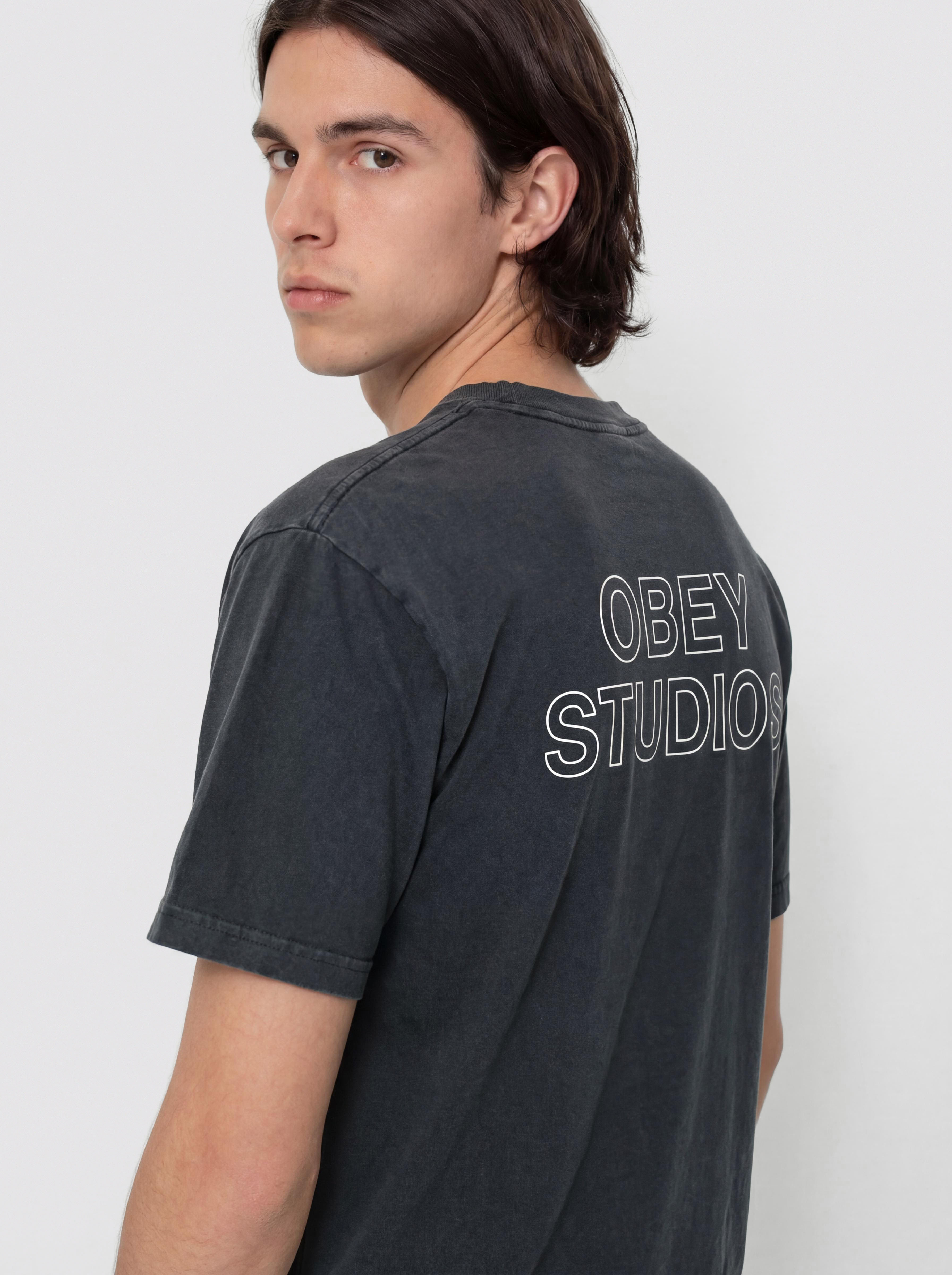 Tricou OBEY Obey Studios Outline (pigment true vintage black)
