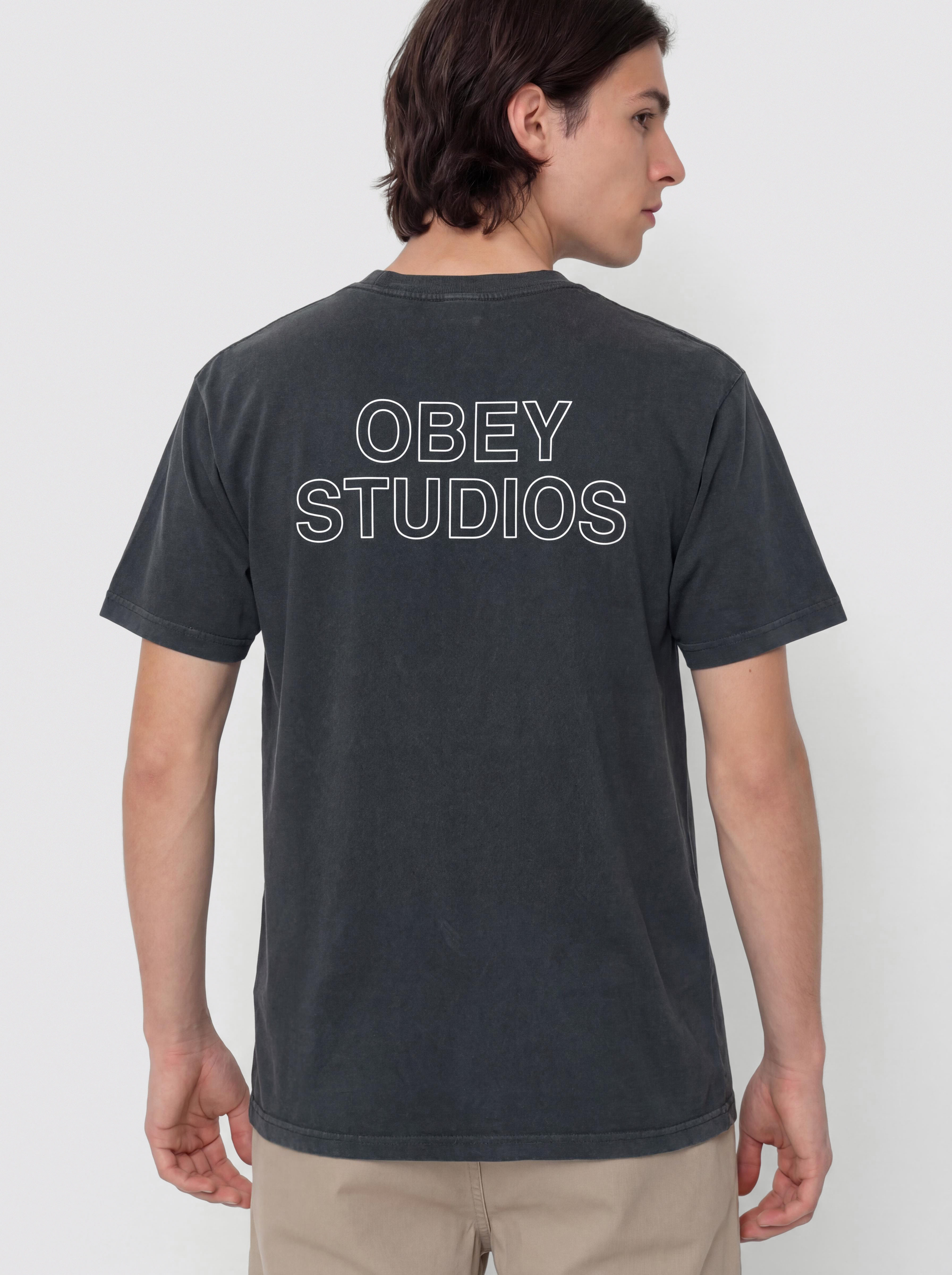 Tricou OBEY Obey Studios Outline (pigment true vintage black)