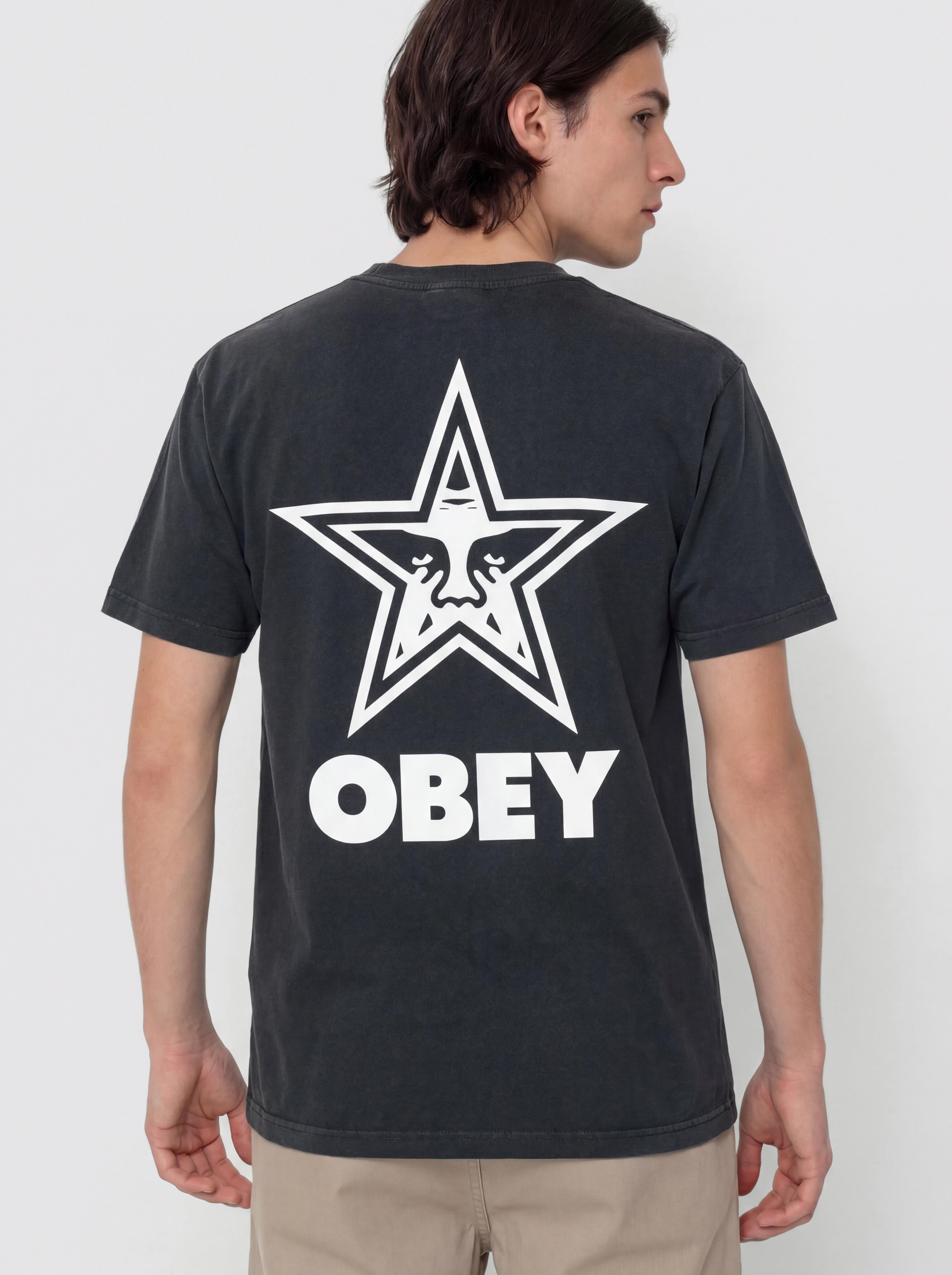 Tricou OBEY Obey Bold Star (pigment true vintage black)