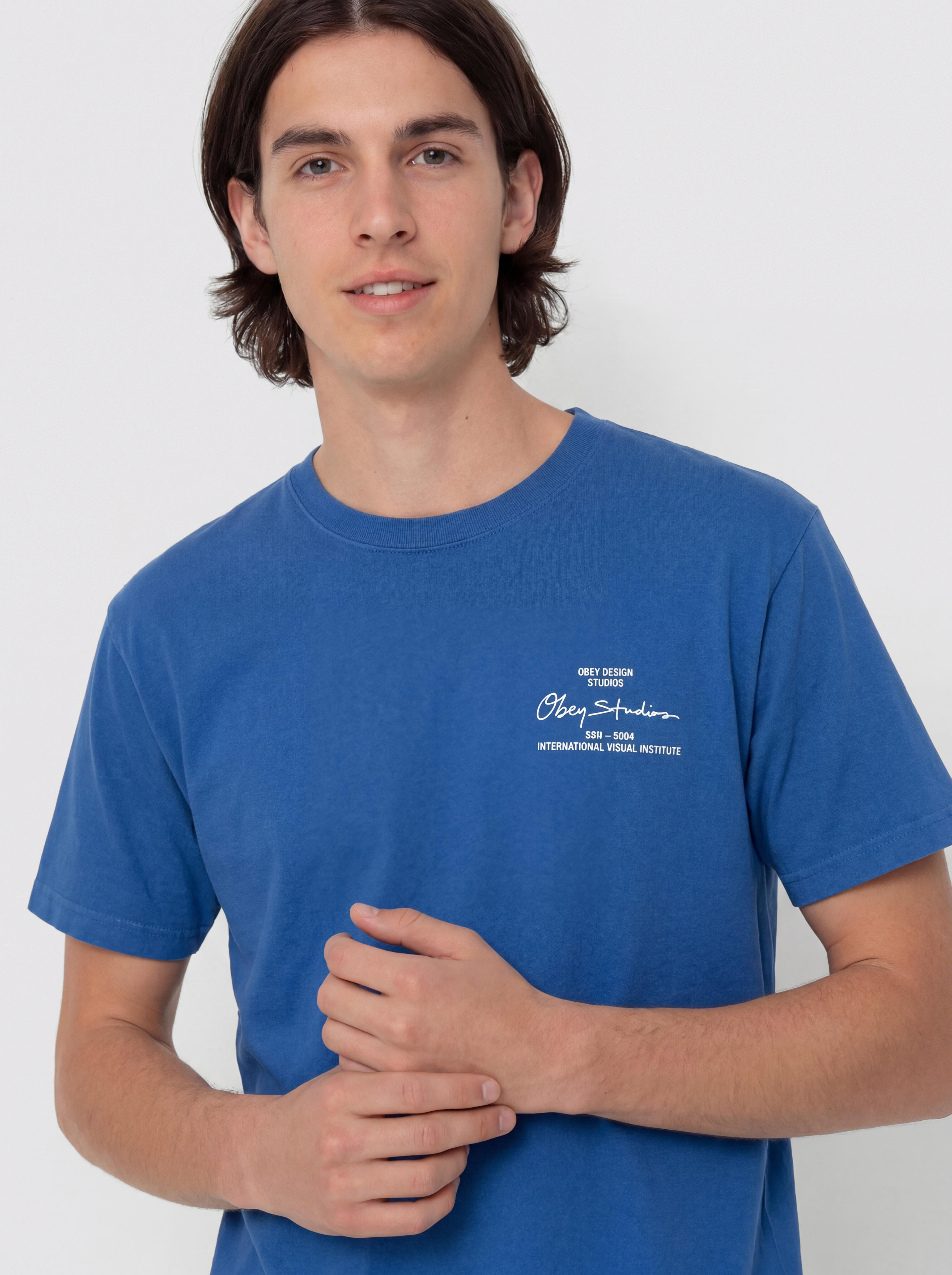 Tricou OBEY Institute (pigment electric indigo)