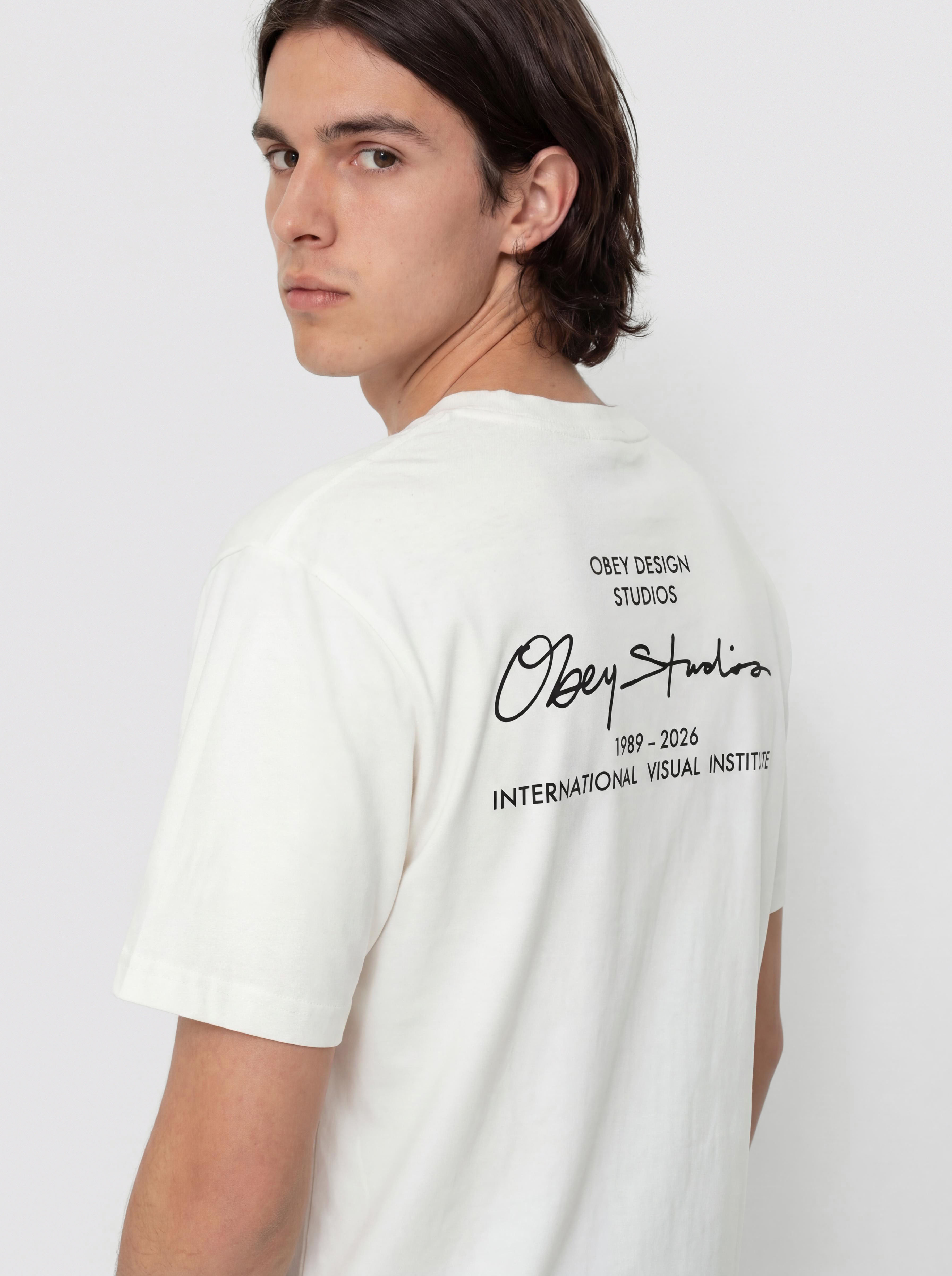Tricou OBEY Institute (pigment vintage white)