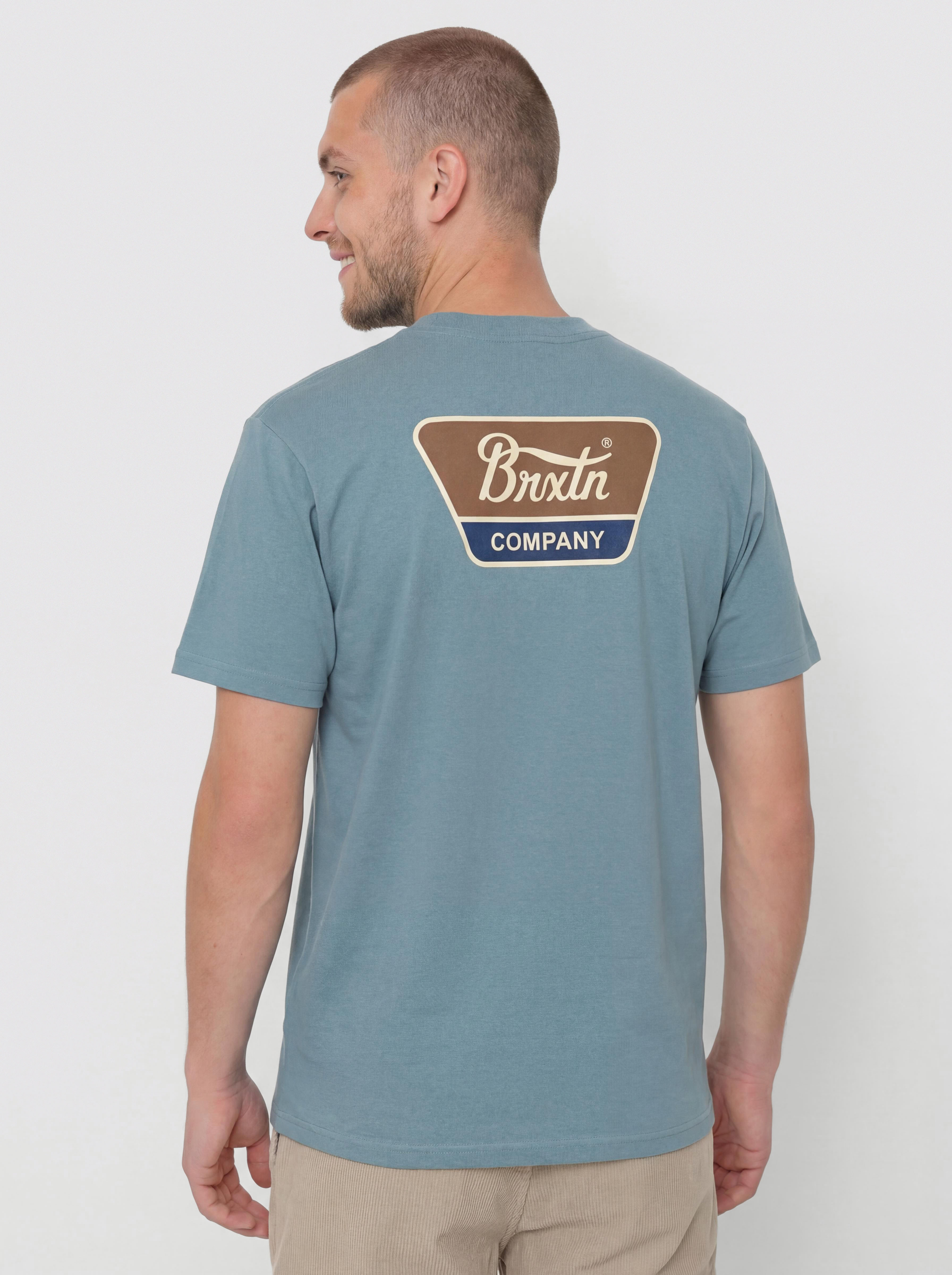 Tricou Brixton Linwood Std (ocean breeze/brown/dark navy)
