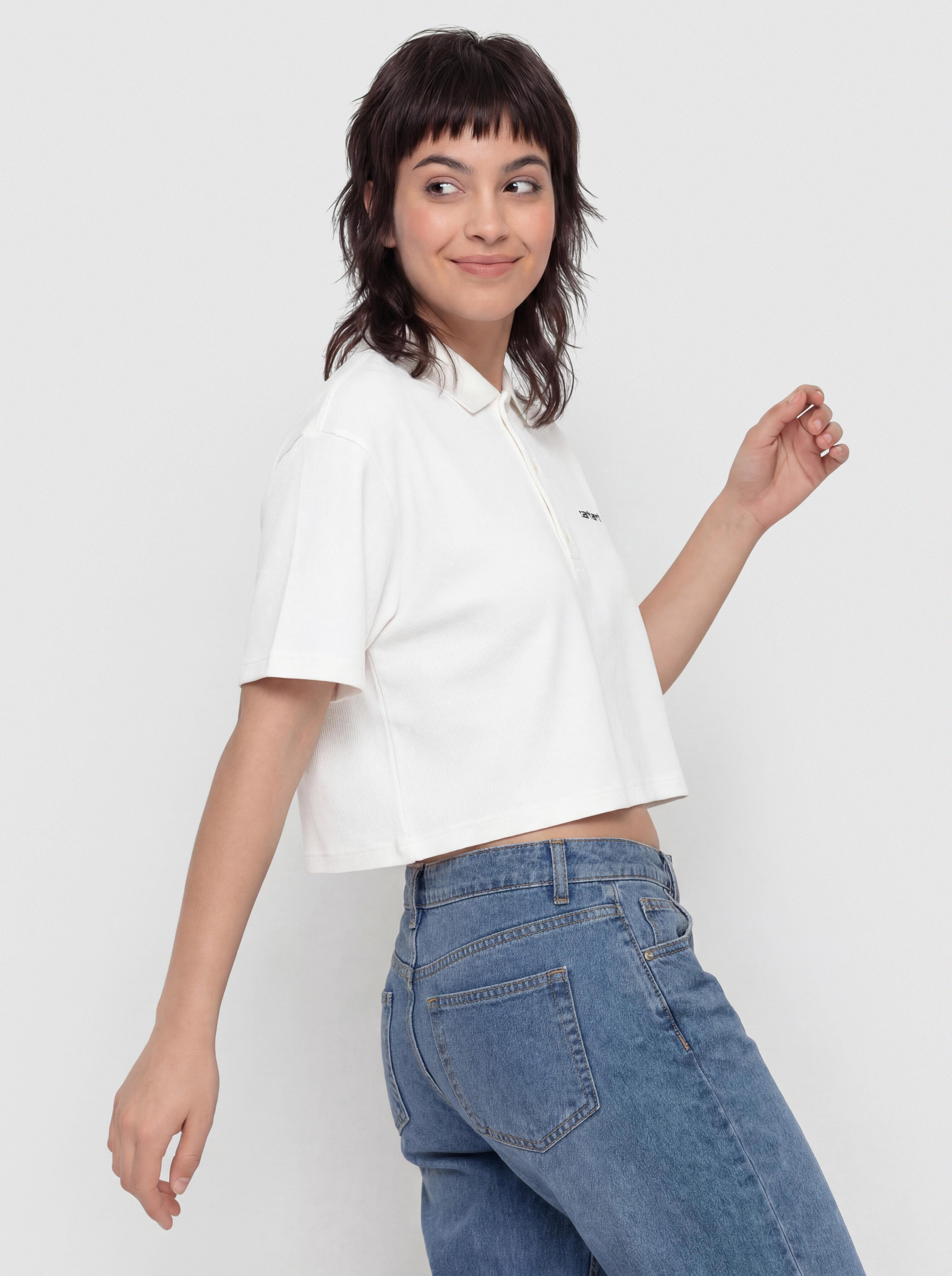 Tricou Carhartt WIP Script Polo Wmn (white/black)