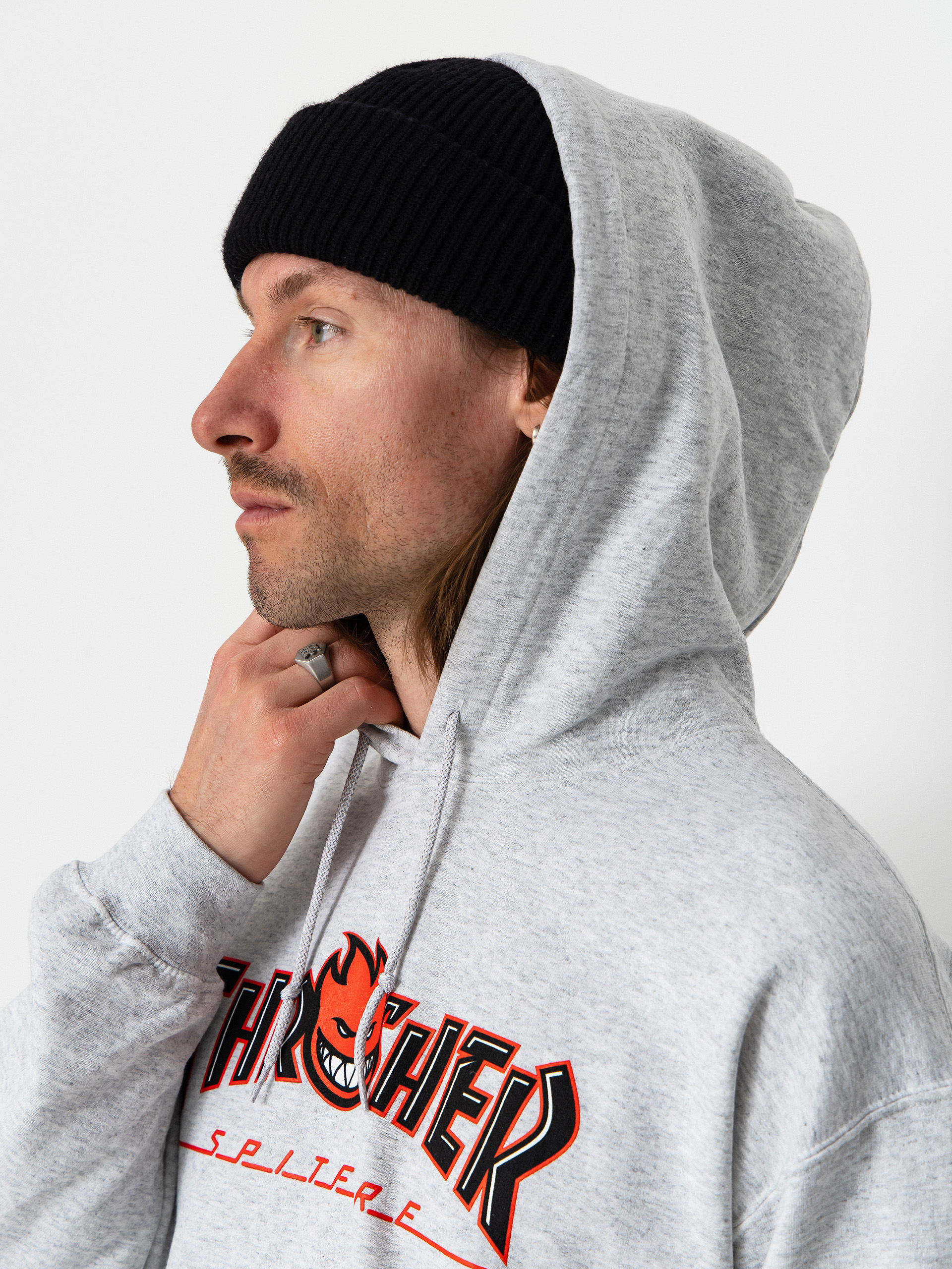 Hanorac cu glugă Thrasher x Spitfire Big Head Outline HD (ash)