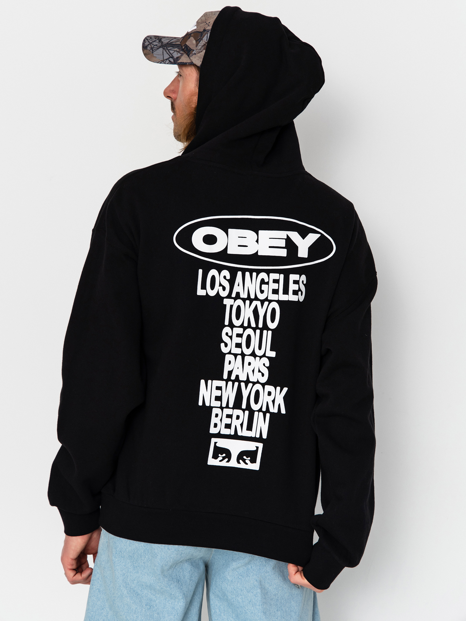 Hanorac cu glugă OBEY Oval Cities HD (black)
