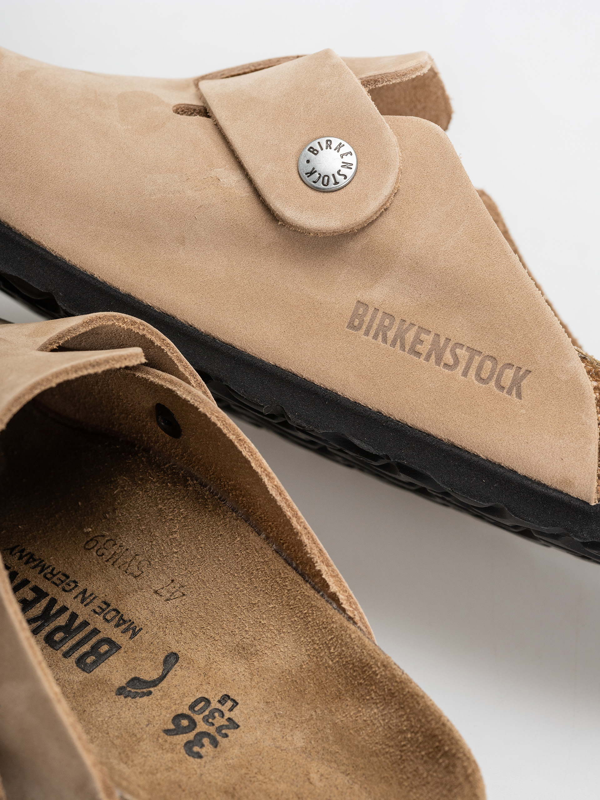 Șlapi Birkenstock Boston Wire Buckle Nubuck Leather Narrow (sandcastle)