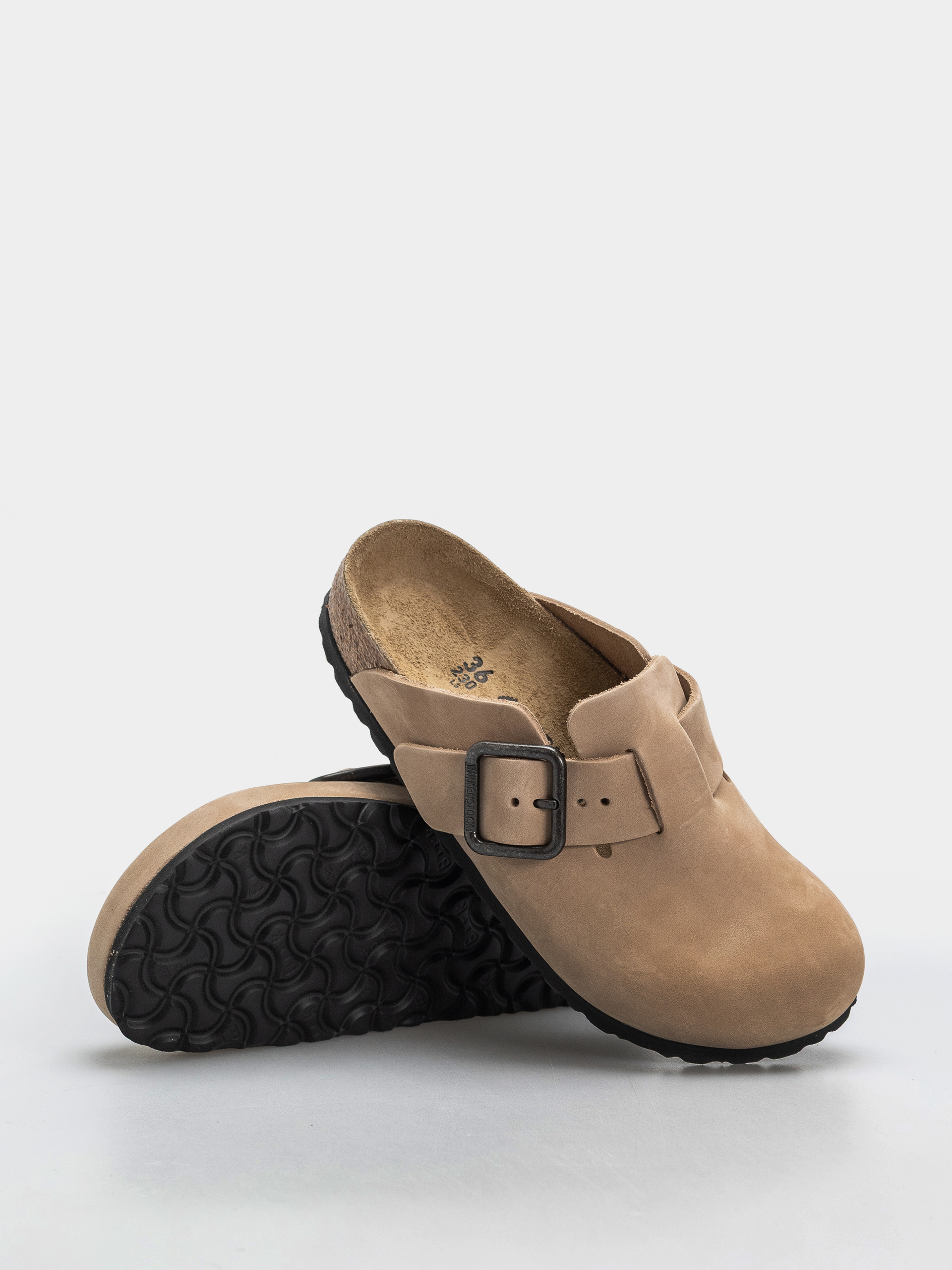 Șlapi Birkenstock Boston Wire Buckle Nubuck Leather Narrow (sandcastle)