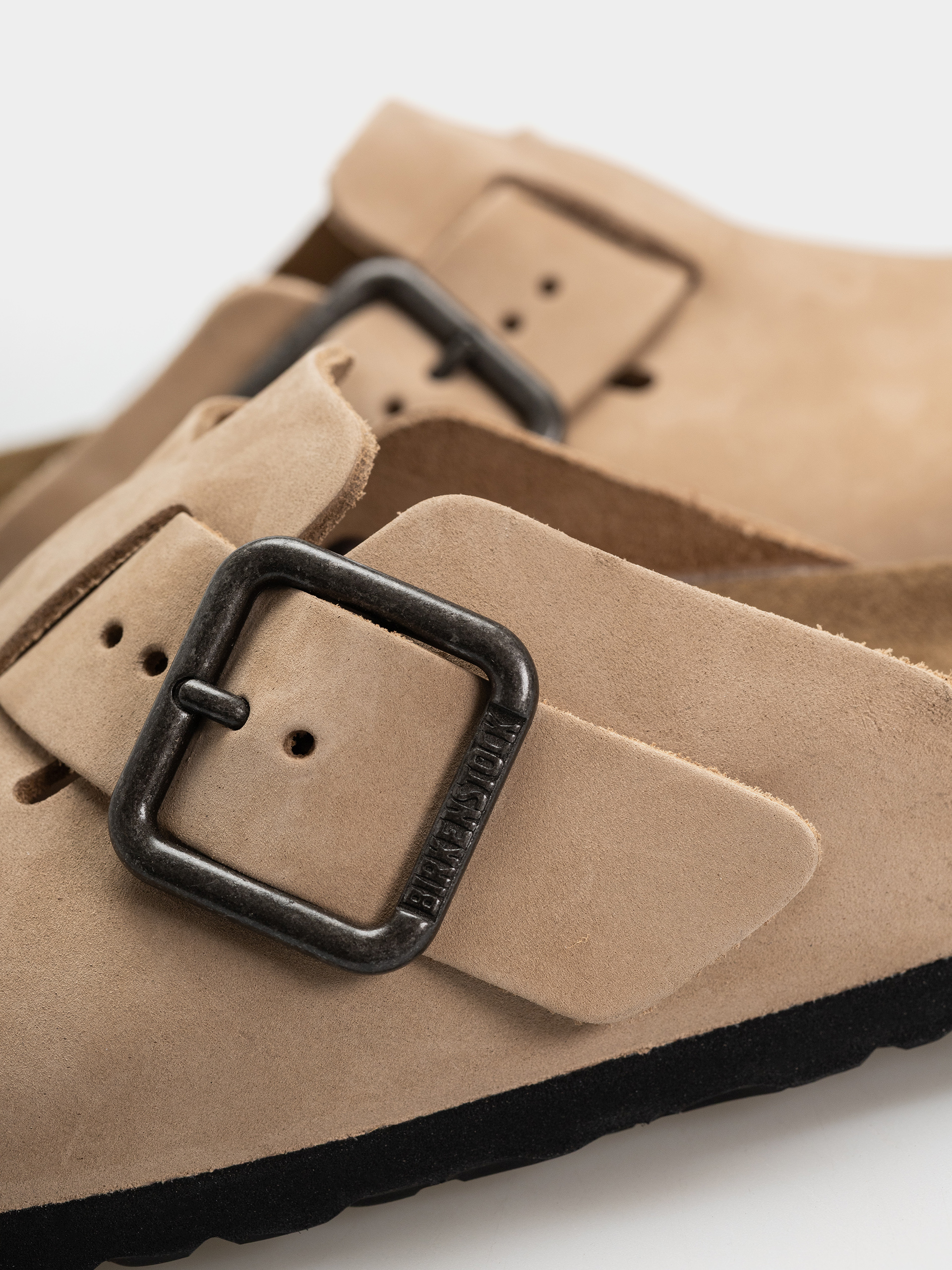 Șlapi Birkenstock Boston Wire Buckle Nubuck Leather Narrow (sandcastle)