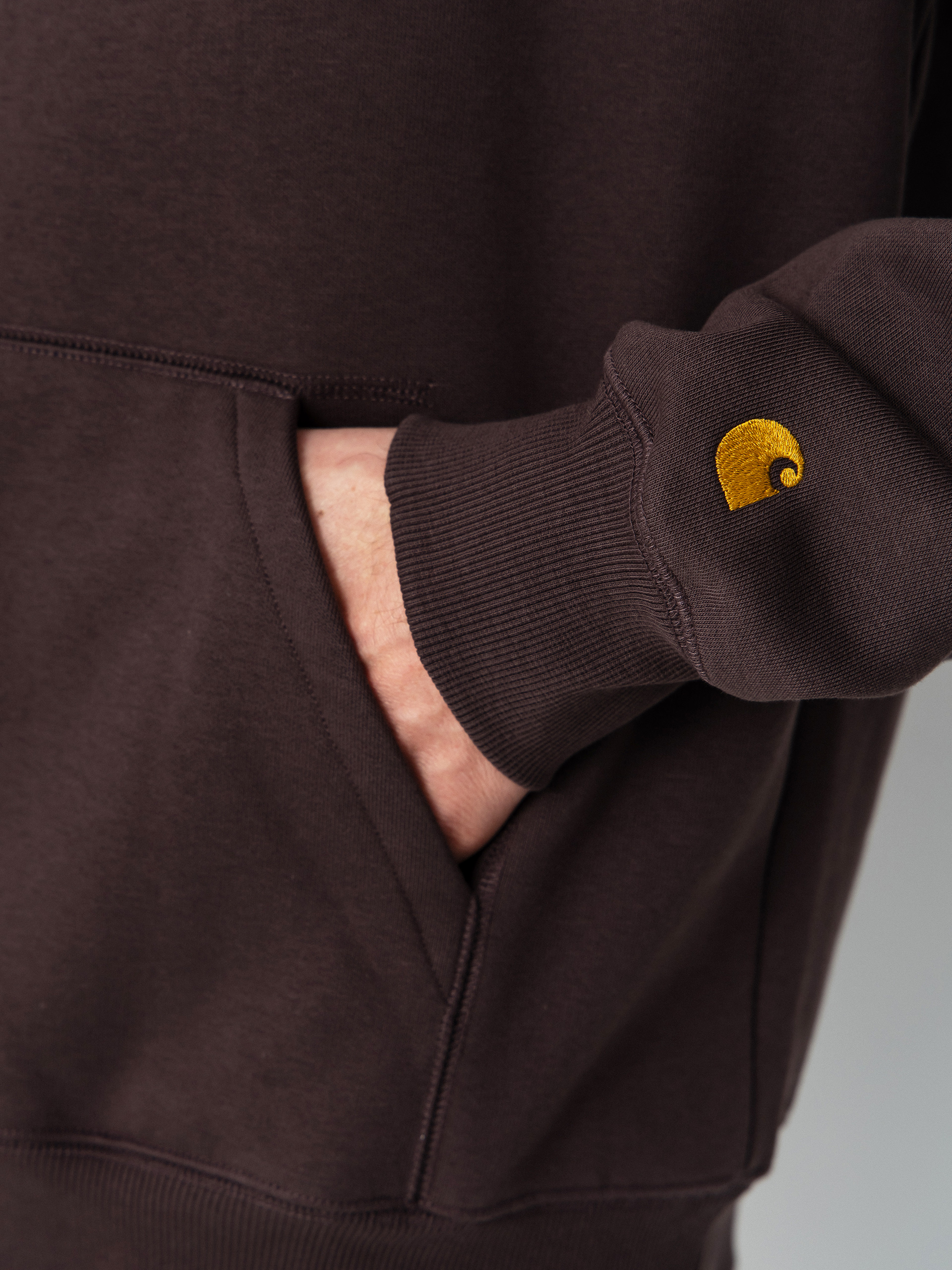 Hanorac cu glugă Carhartt WIP Chase HD (shale/gold)