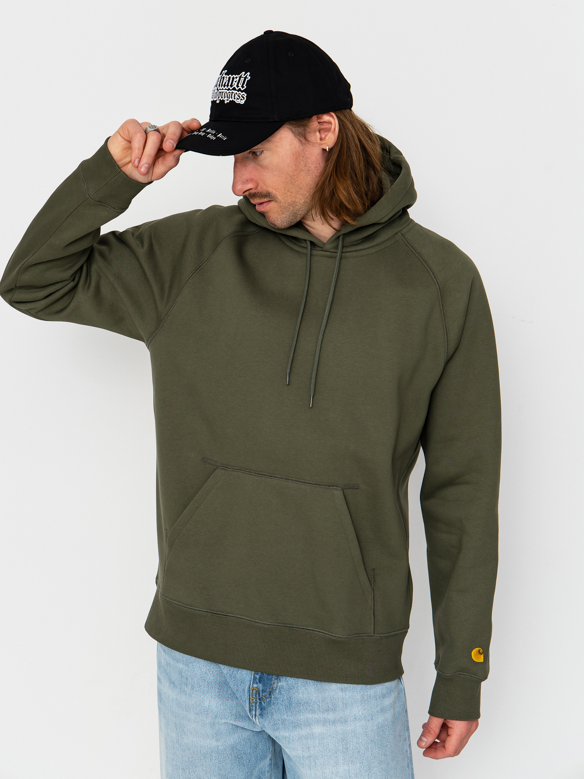 Hanorac cu glugă Carhartt WIP Chase HD (leaf/gold)