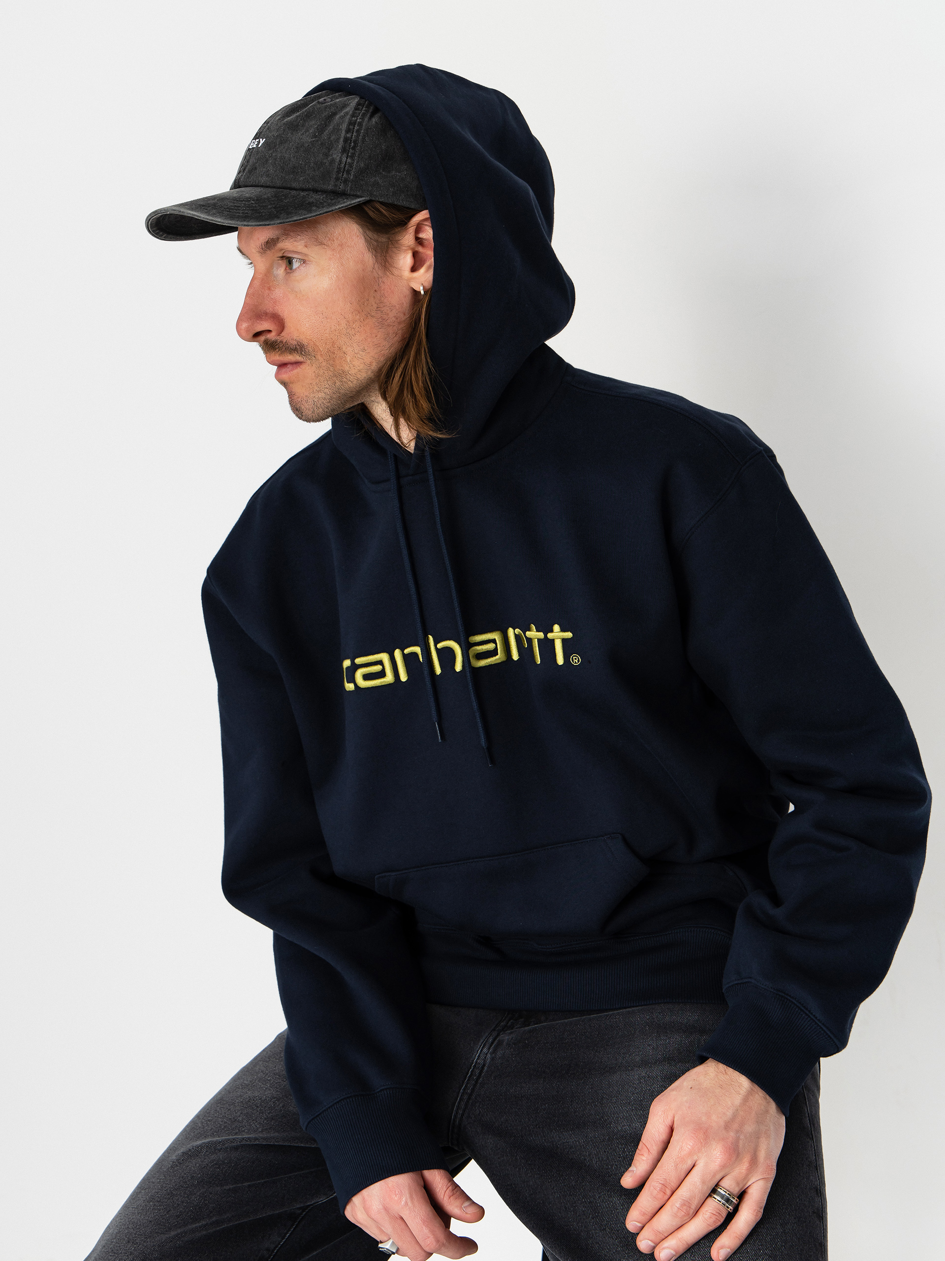 Hanorac cu glugă Carhartt WIP Carhartt HD (deep night/gentle green)