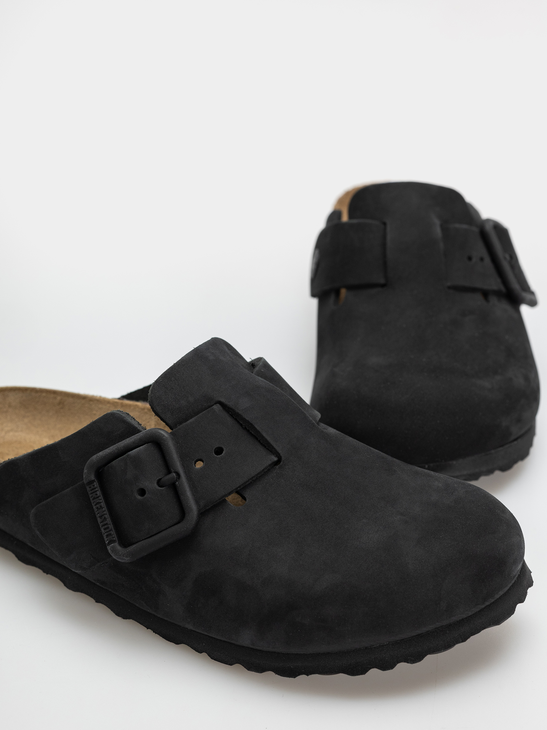 Șlapi Birkenstock Boston Wire Buckle Nubuck Leather Narrow (black)