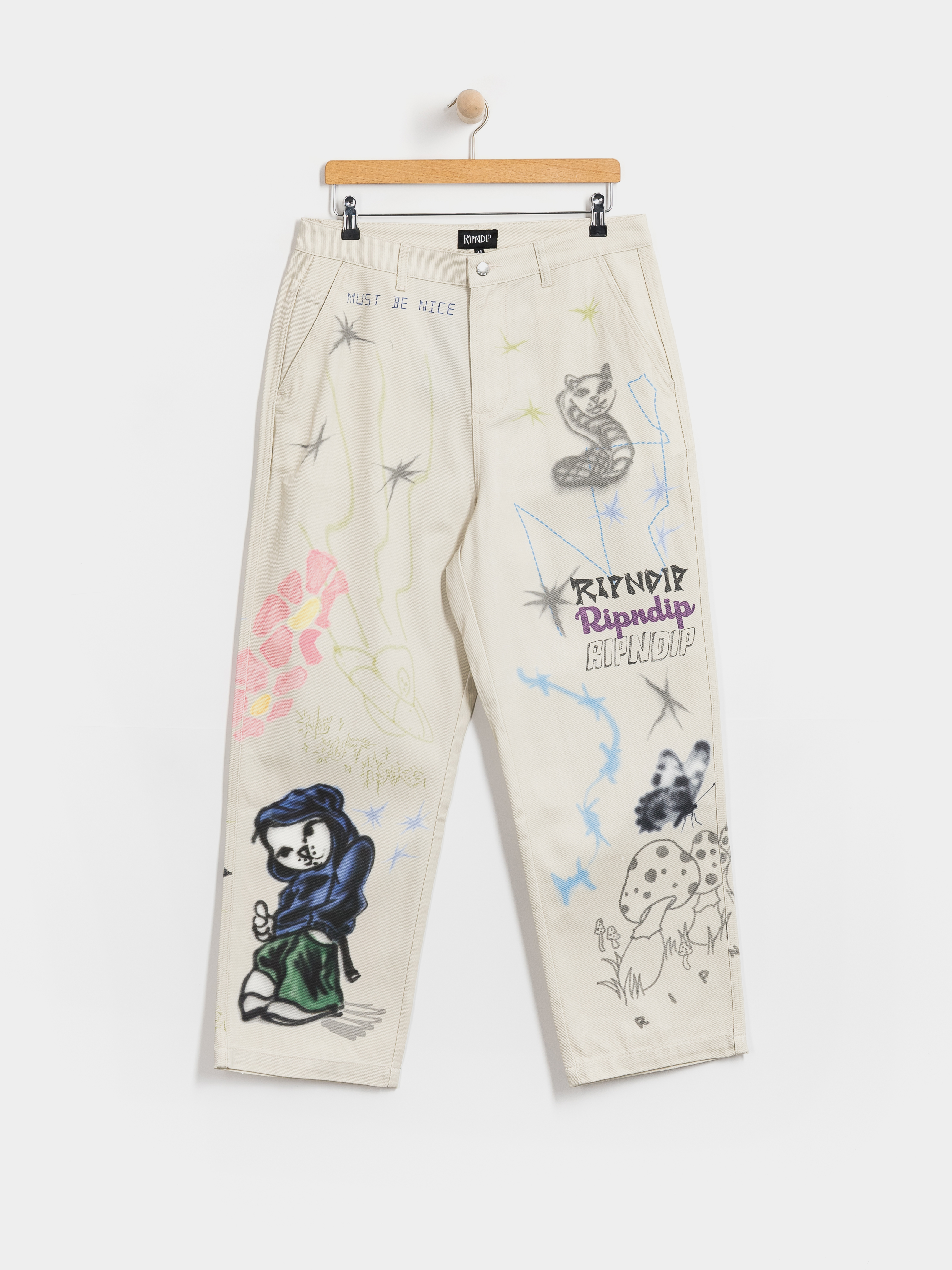 Pantaloni RipNDip Goosebumps Wide Fit (bone)