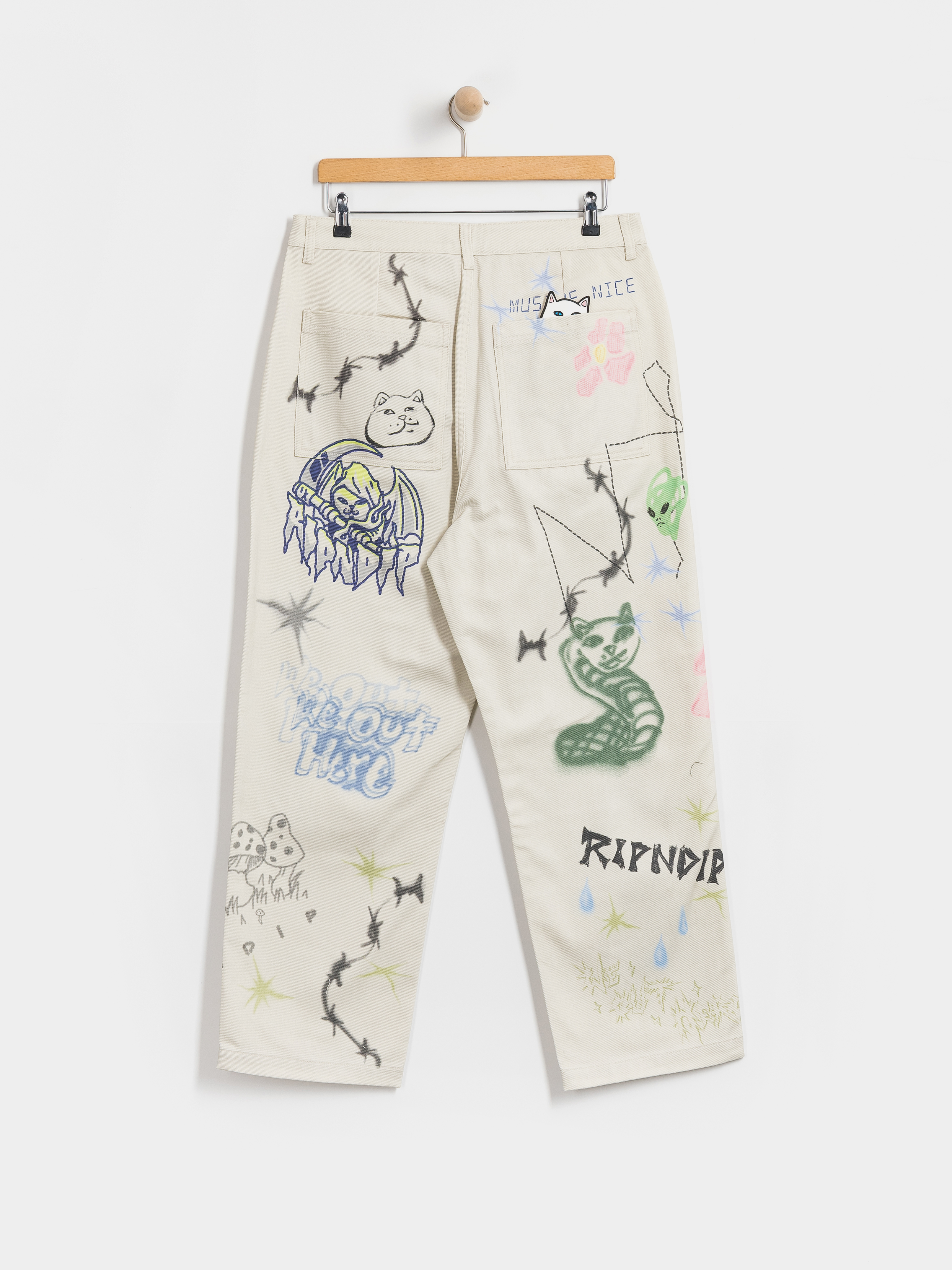 Pantaloni RipNDip Goosebumps Wide Fit (bone)