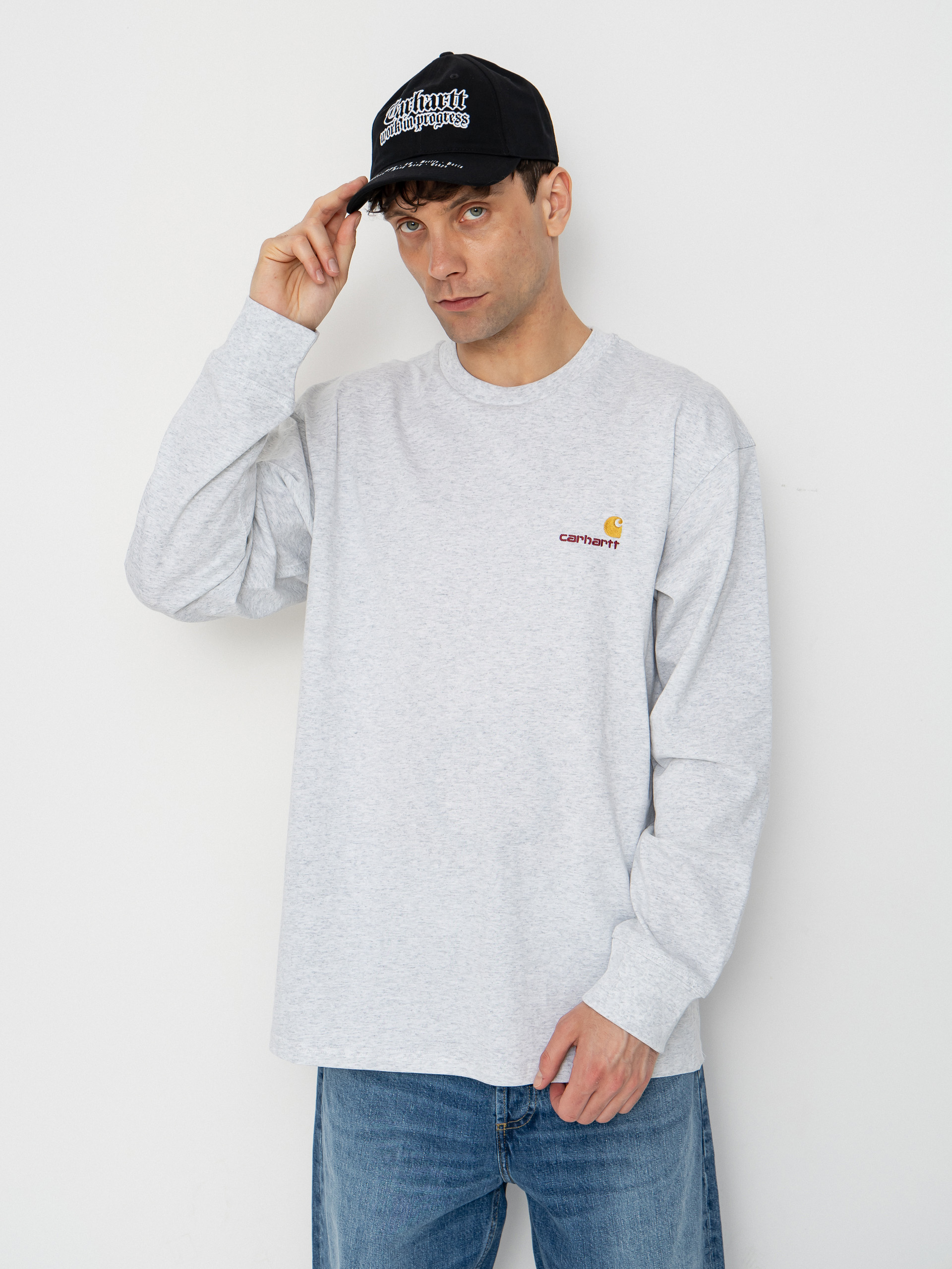 Longsleeve Carhartt WIP American Script (ash heather)