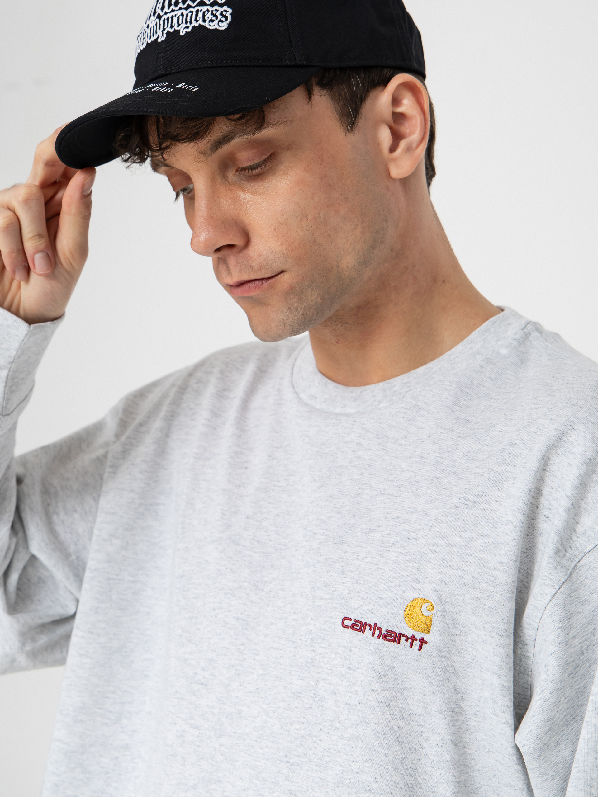 Longsleeve Carhartt WIP American Script (ash heather)