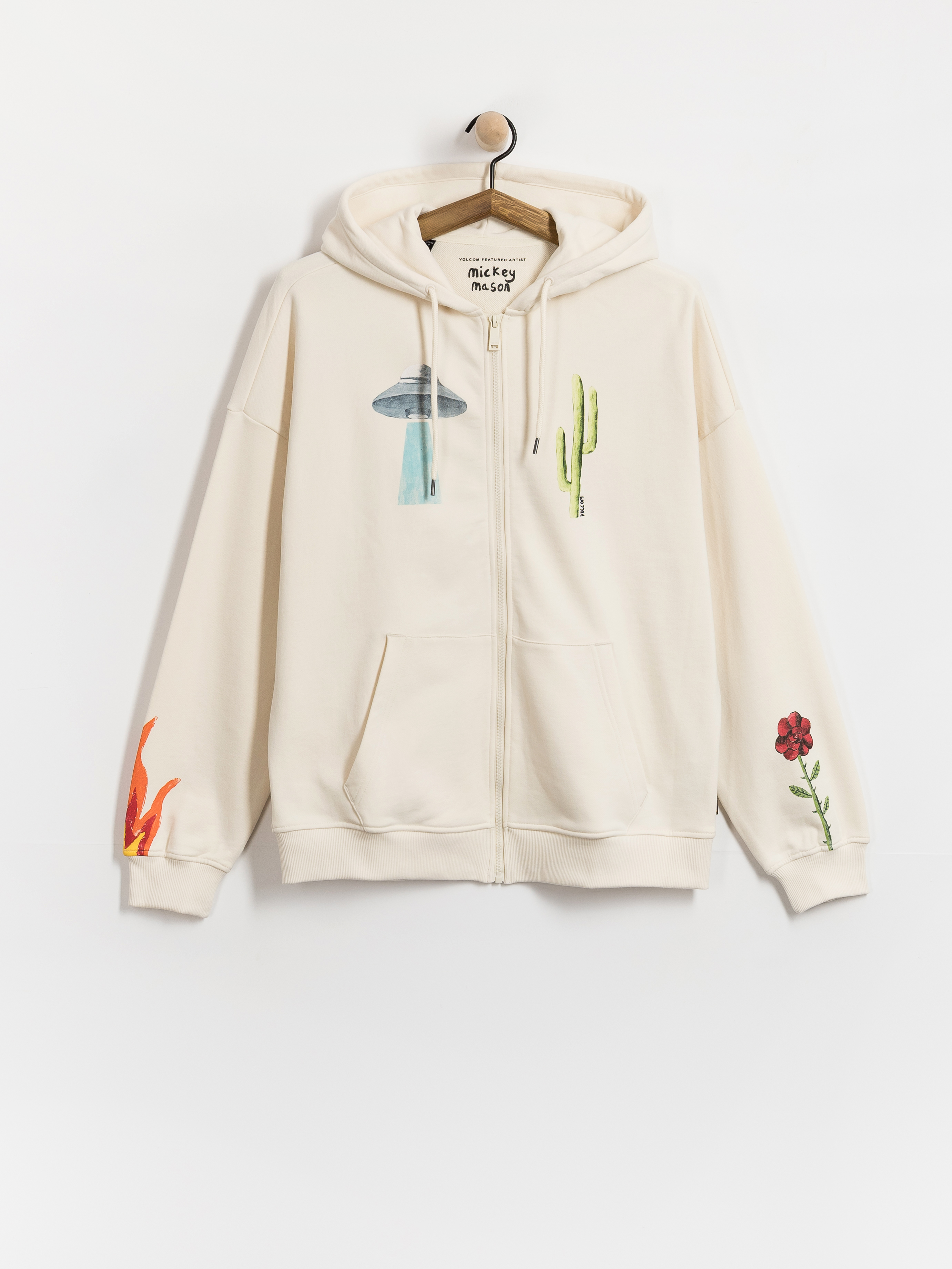 Hanorac cu glugă Volcom Fa Mickey Mason ZHD Wmn (off white)