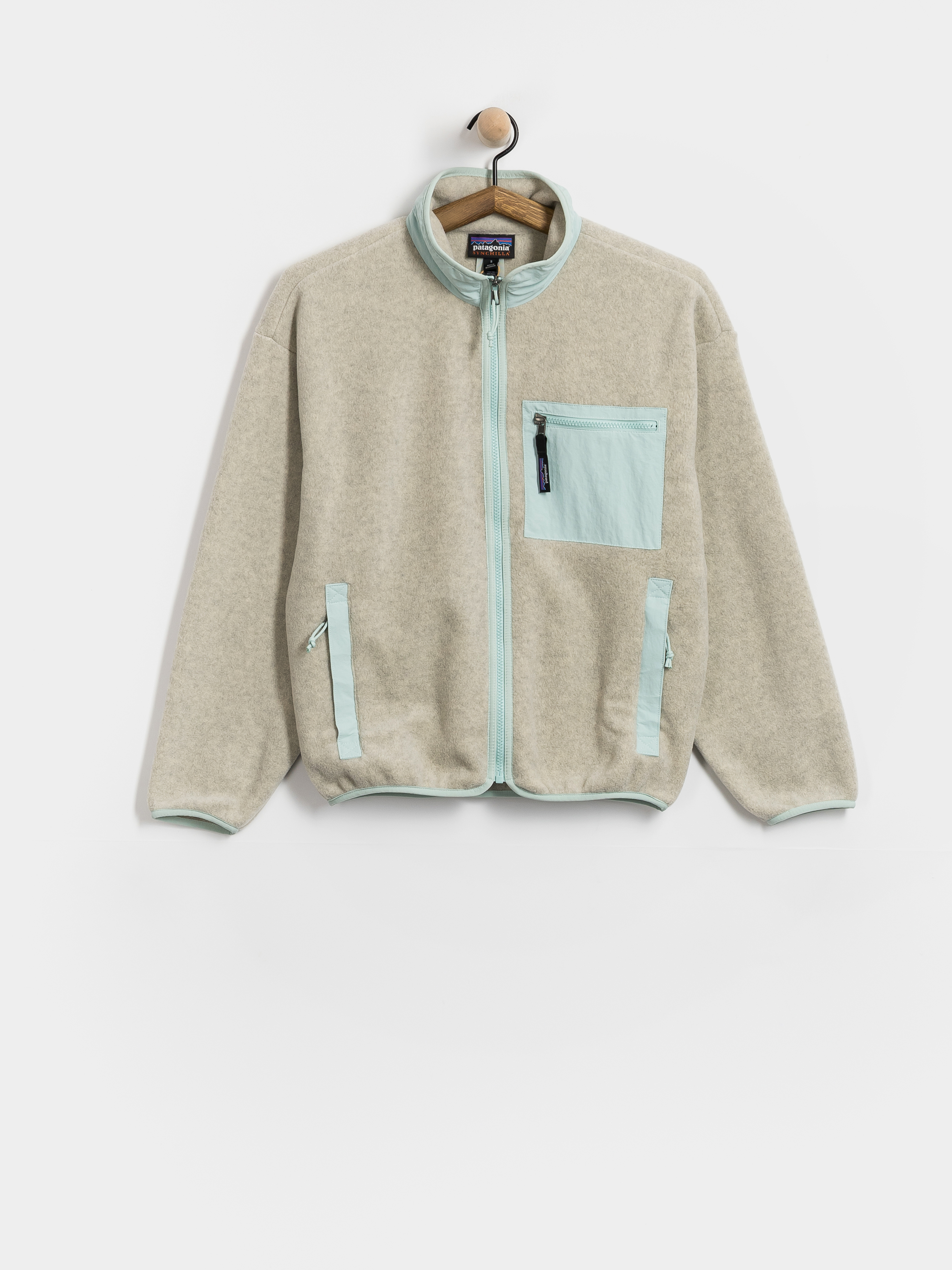Pentru femei Hanorac din fleece Patagonia Synchilla (oatmeal heather w/thin ice)