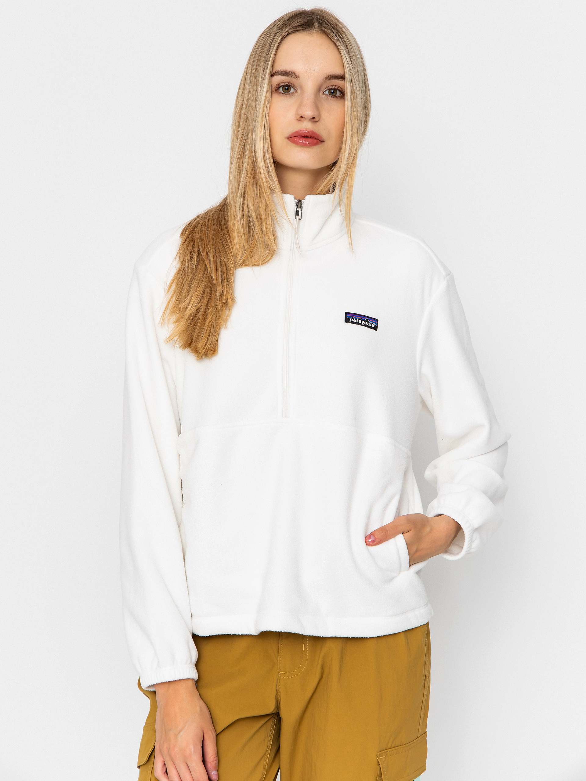 Hanorac din fleece Patagonia Micro D 1/2 Zip Wmn (birch white)