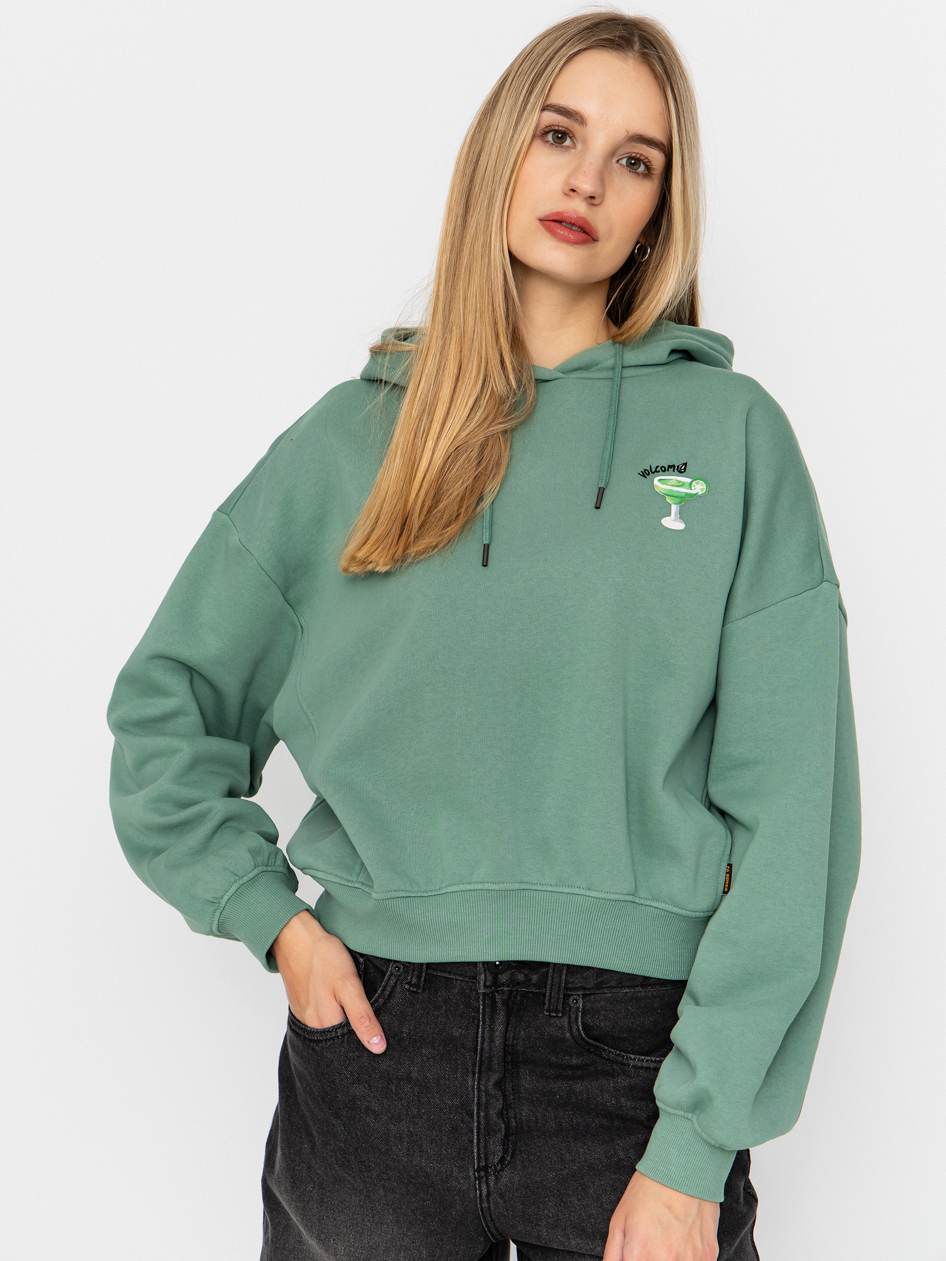 Hanorac cu glugă Volcom Fa Mickey Mason HD Wmn (evergreen)