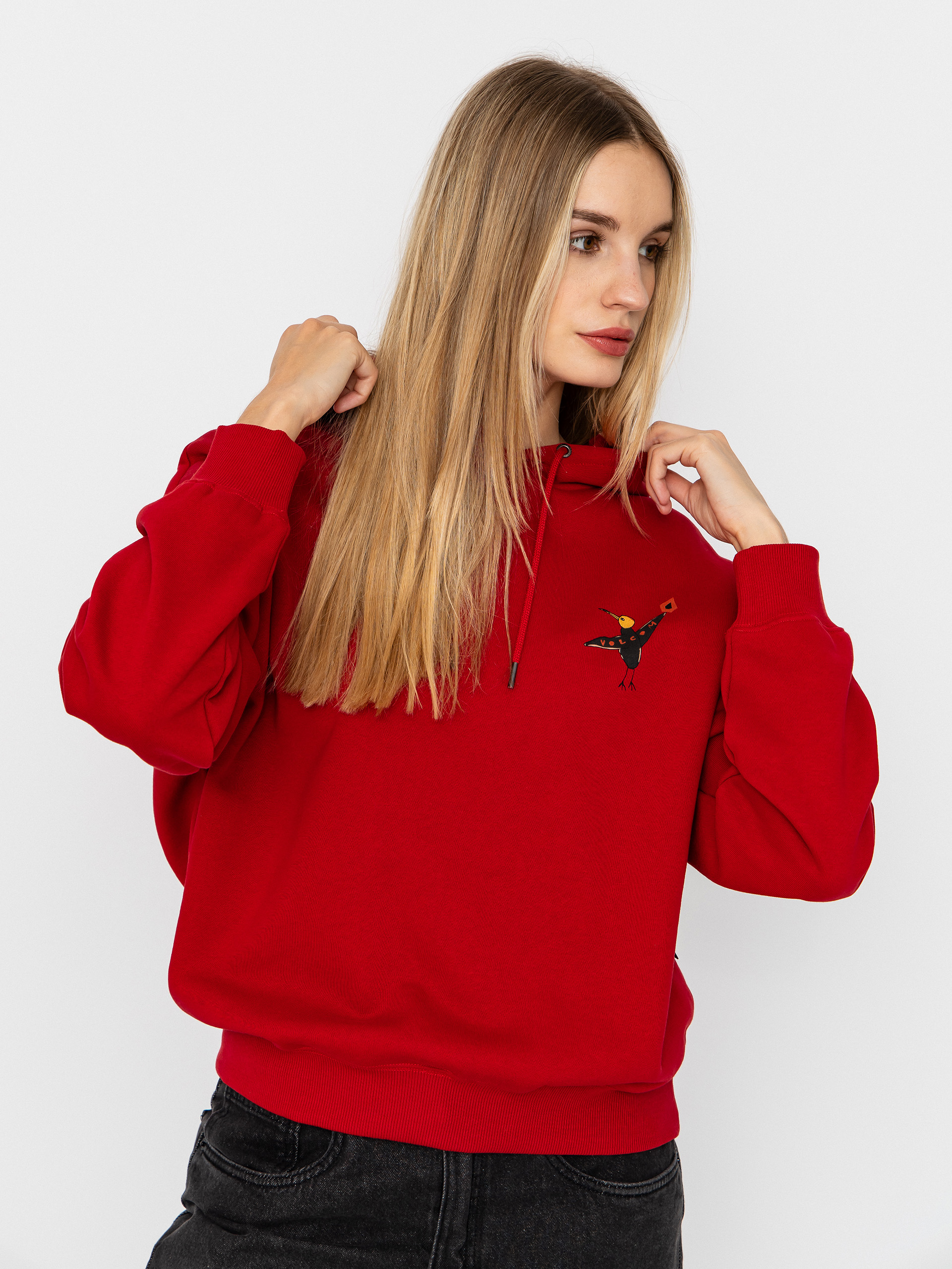 Hanorac cu glugă Volcom Moove On HD Wmn (deep red)