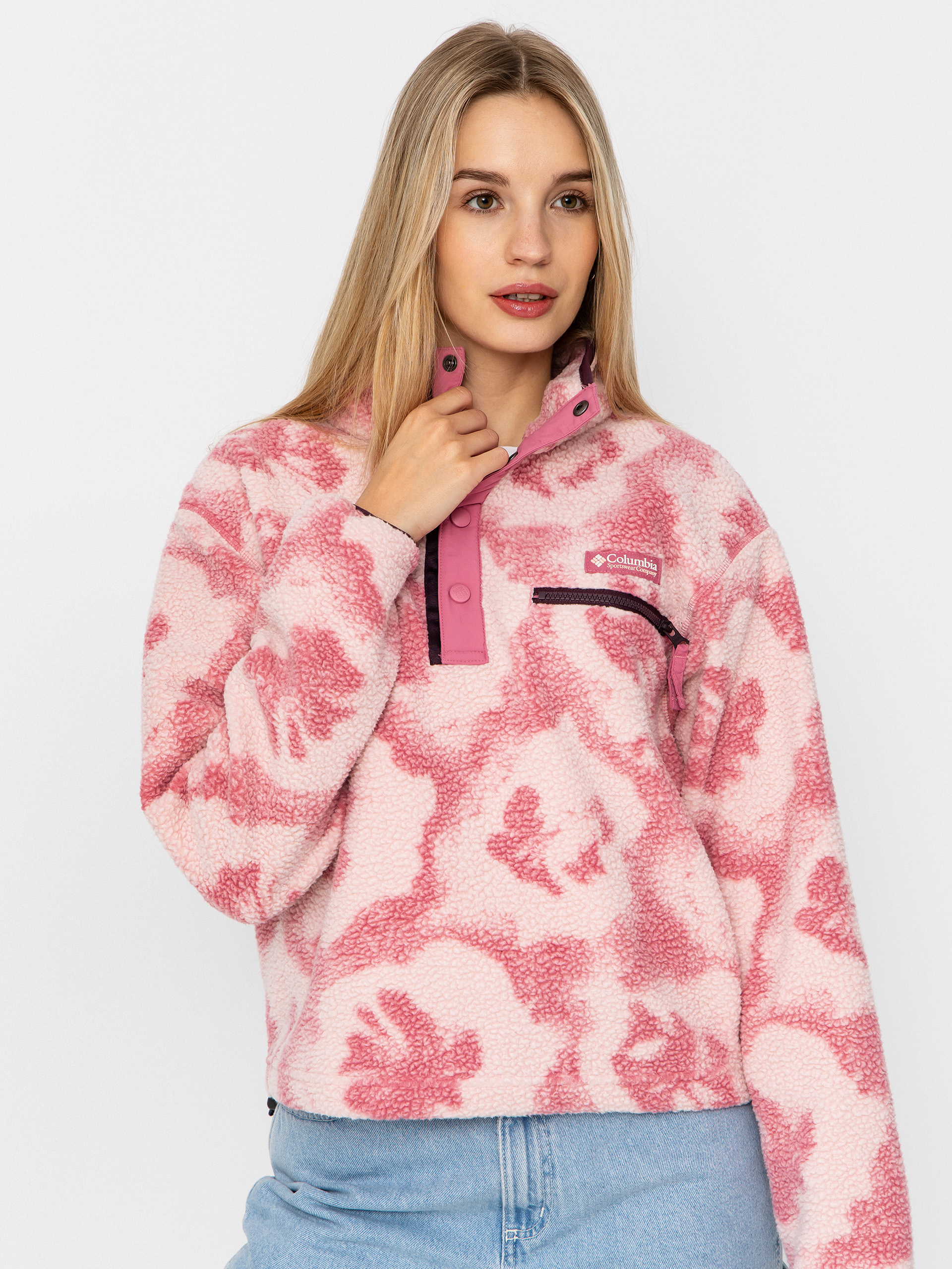 Hanorac din fleece Columbia Helvetia II Printed Cropped Half Snap Wmn