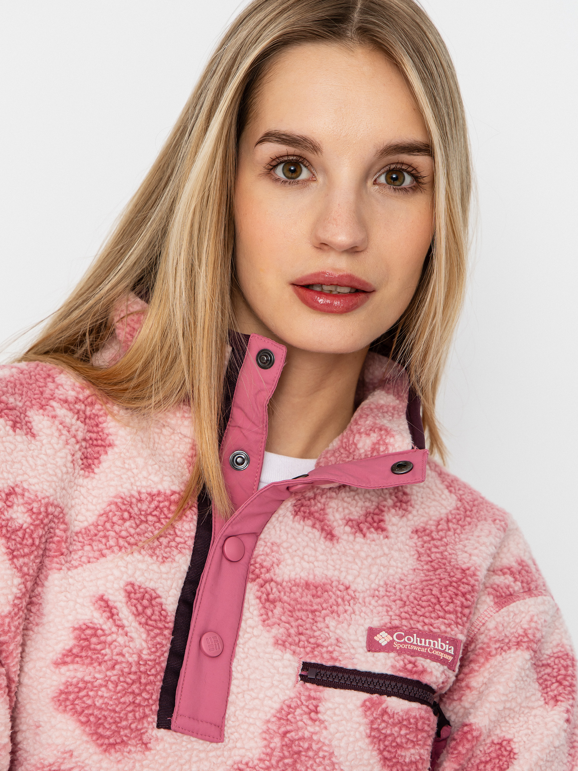 Pentru femei Hanorac din fleece Columbia Helvetia II Printed Cropped Half Snap (rosette/sprayflower)
