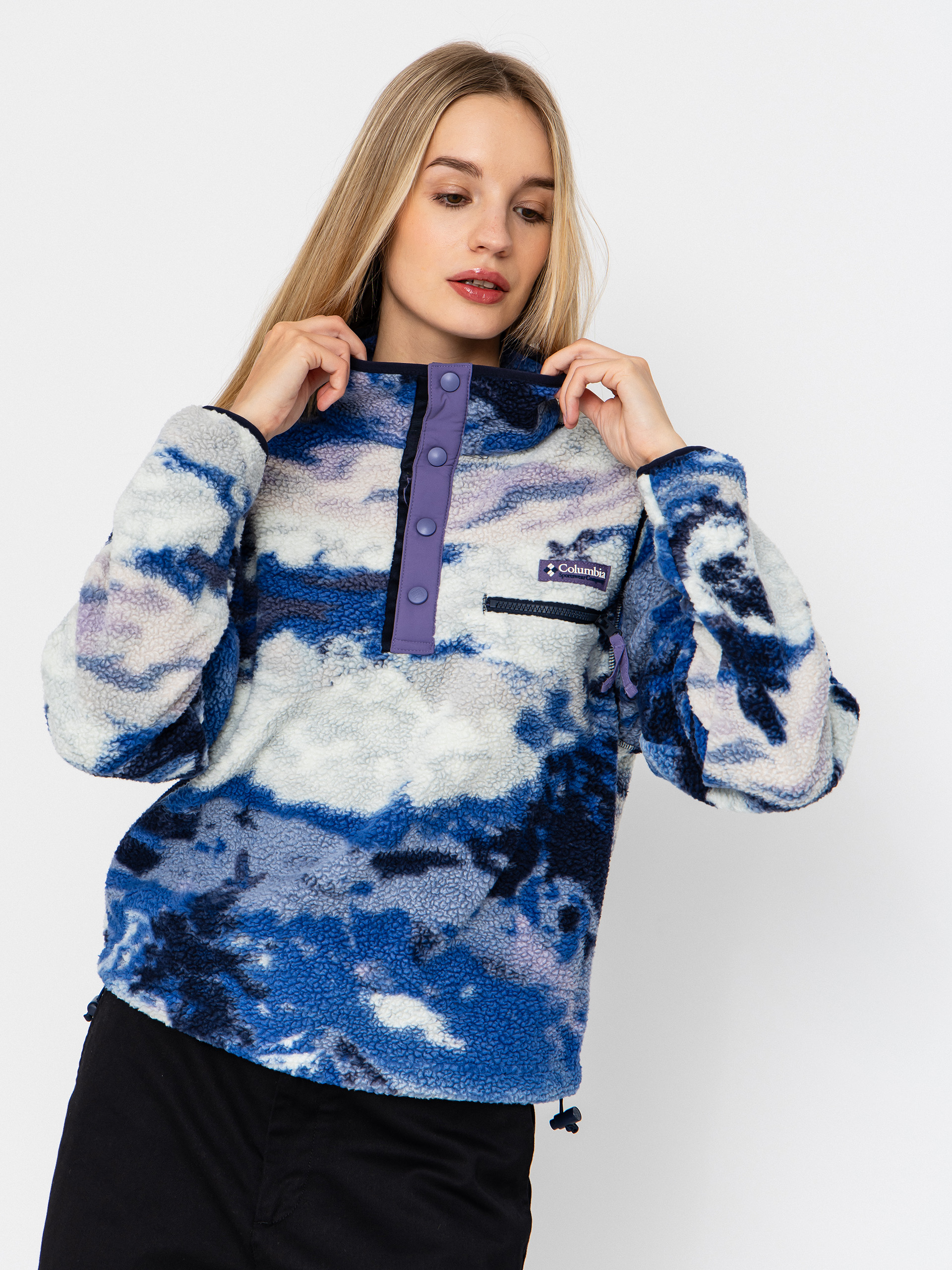 Hanorac din fleece Columbia Helvetia II Printed Cropped Half Snap Wmn (nocturnal/dreaming)