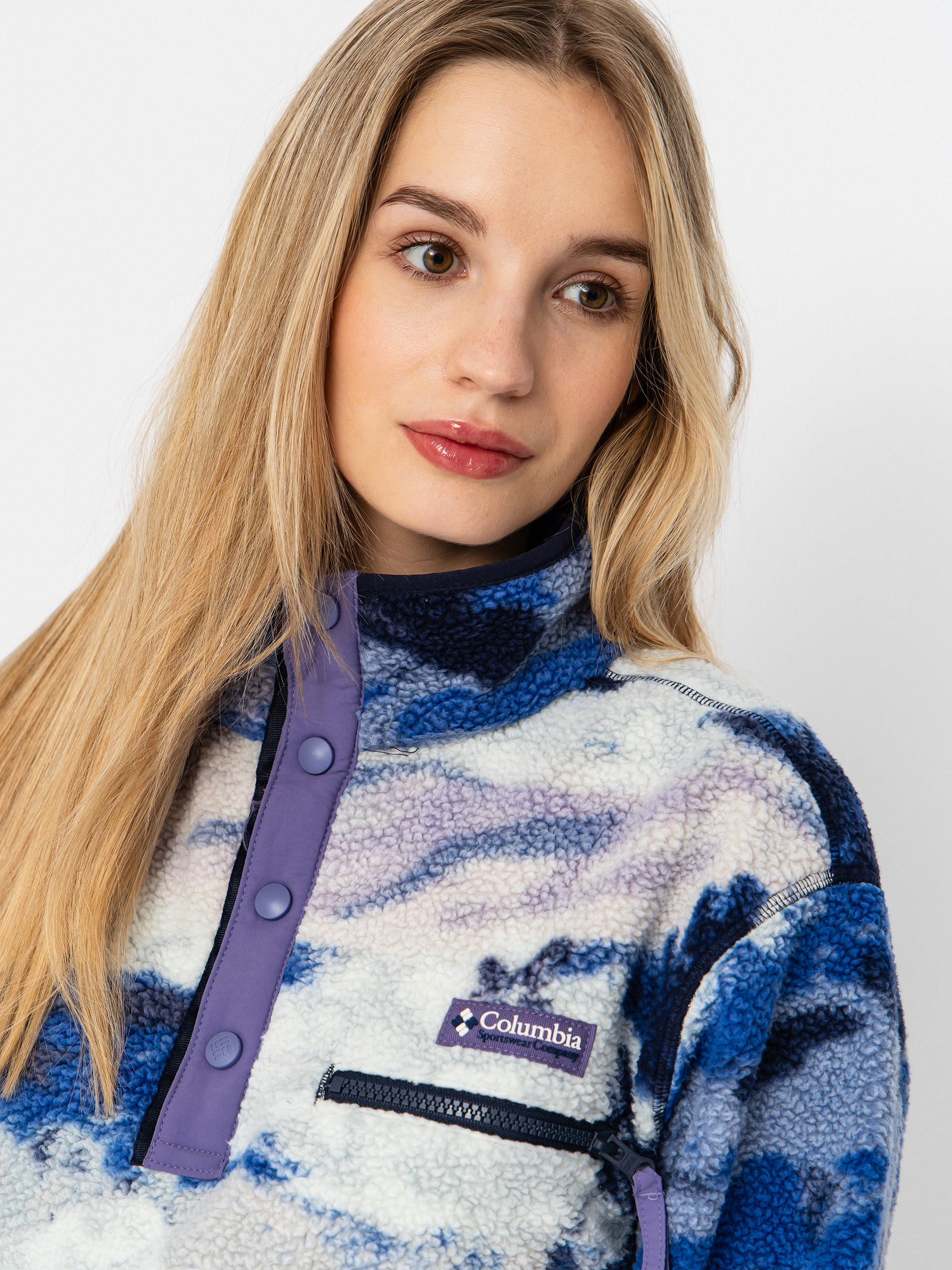 Pentru femei Hanorac din fleece Columbia Helvetia II Printed Cropped Half Snap (nocturnal/dreaming)