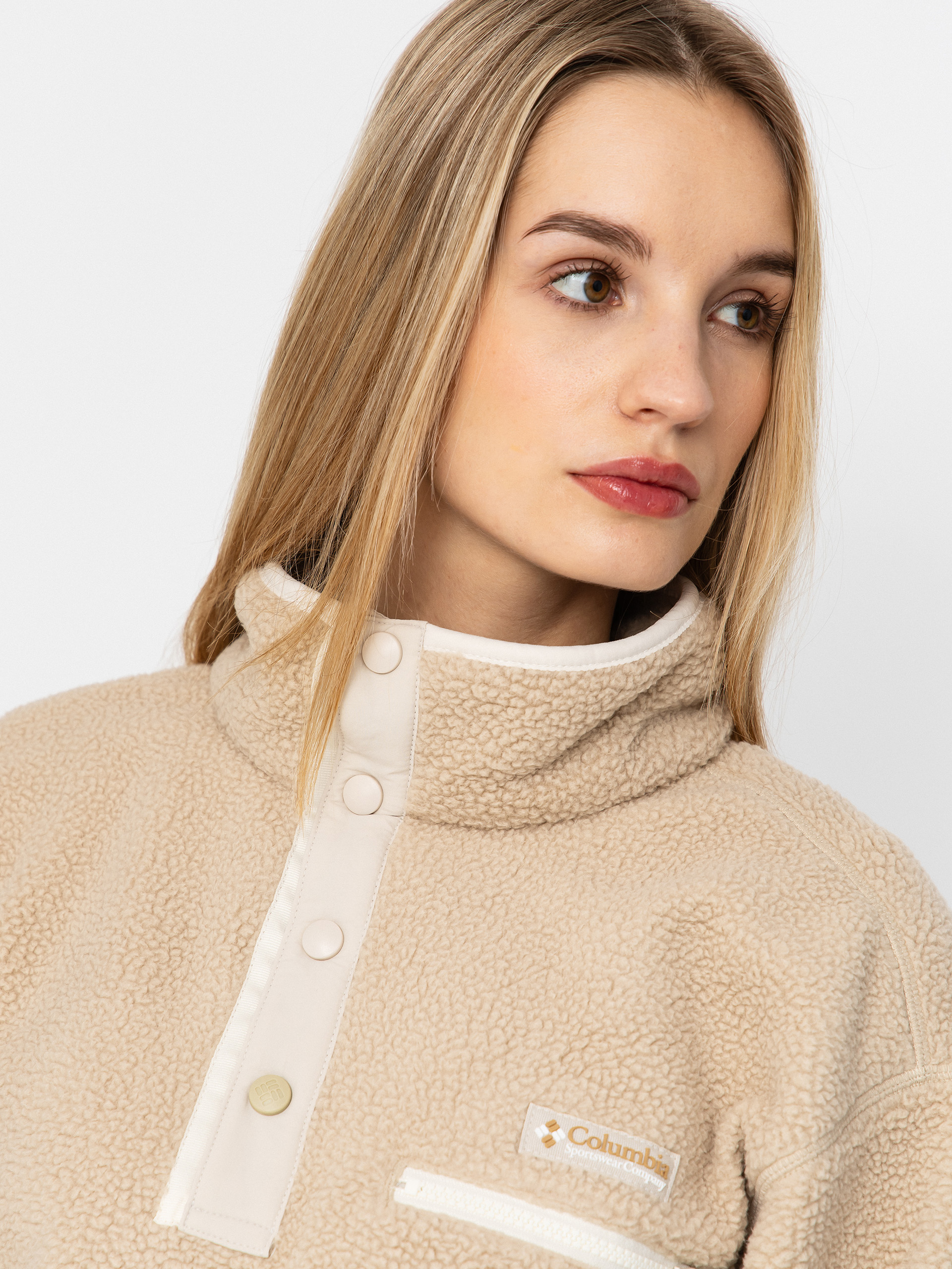 Pentru femei Hanorac din fleece Columbia Helvetia II Cropped Half Snap (ancient fossil/dark stone/chalk)