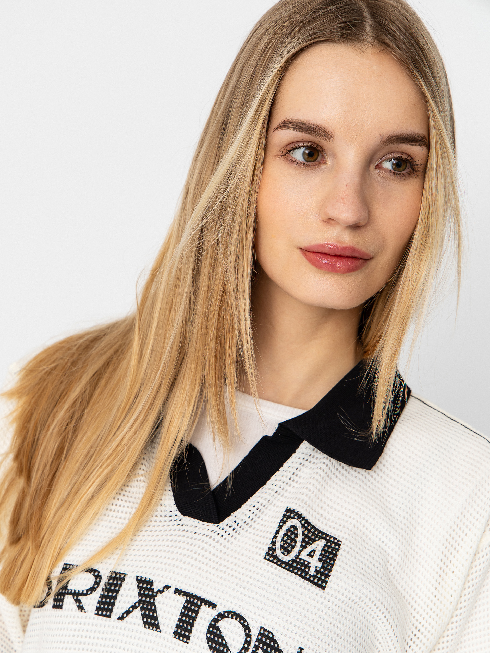 Tricou Brixton Varsity Wmn (off white/black)