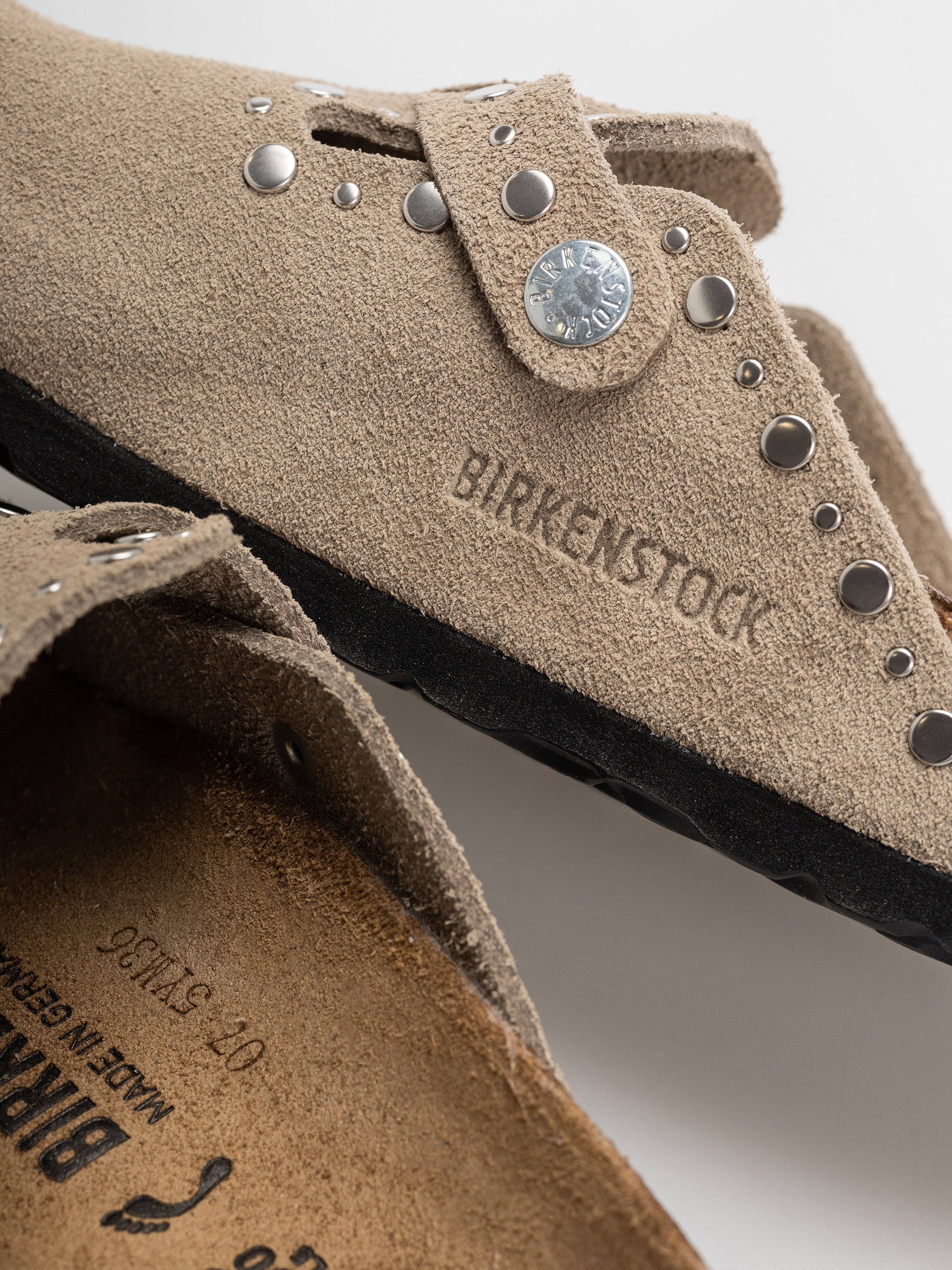 Șlapi Birkenstock Boston Rivets Suede Leather Narrow Wmn (taupe)