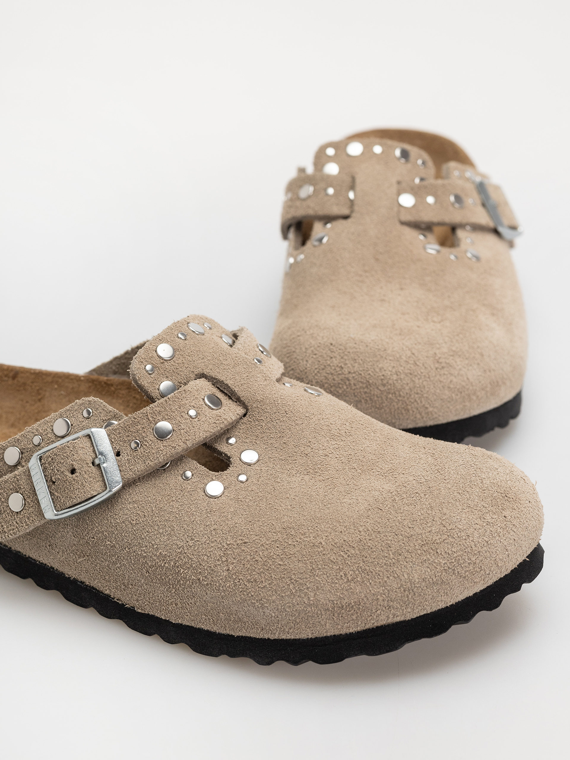 Șlapi Birkenstock Boston Rivets Suede Leather Narrow Wmn (taupe)