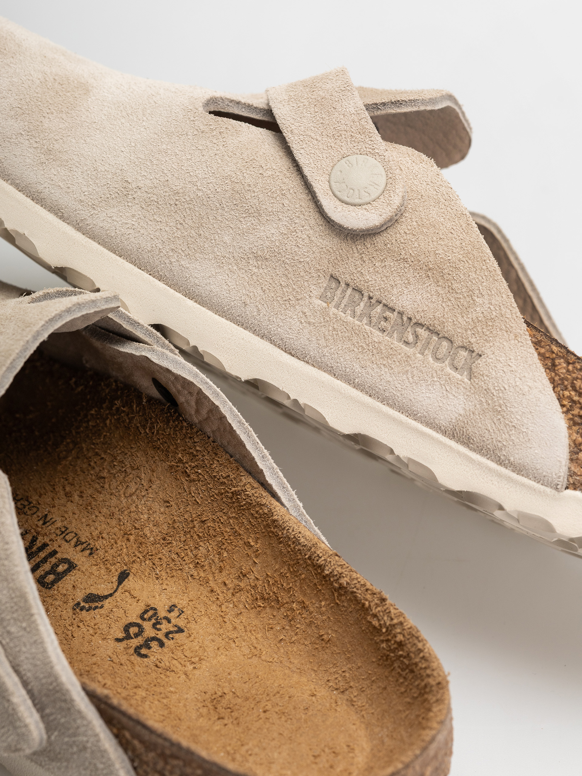 Șlapi Birkenstock Boston Suede Leather Narrow (oyster)