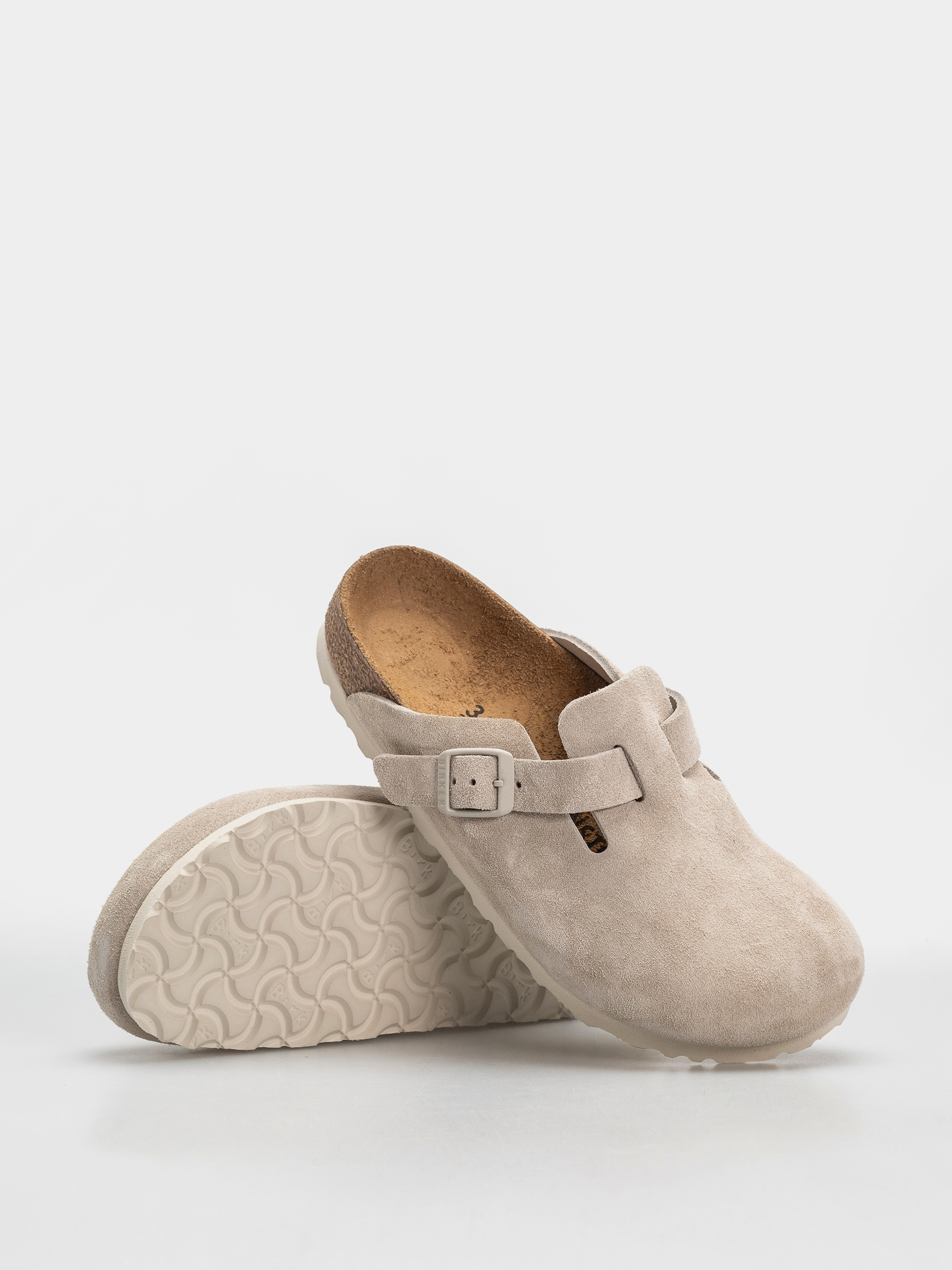 Șlapi Birkenstock Boston Suede Leather Narrow (oyster)
