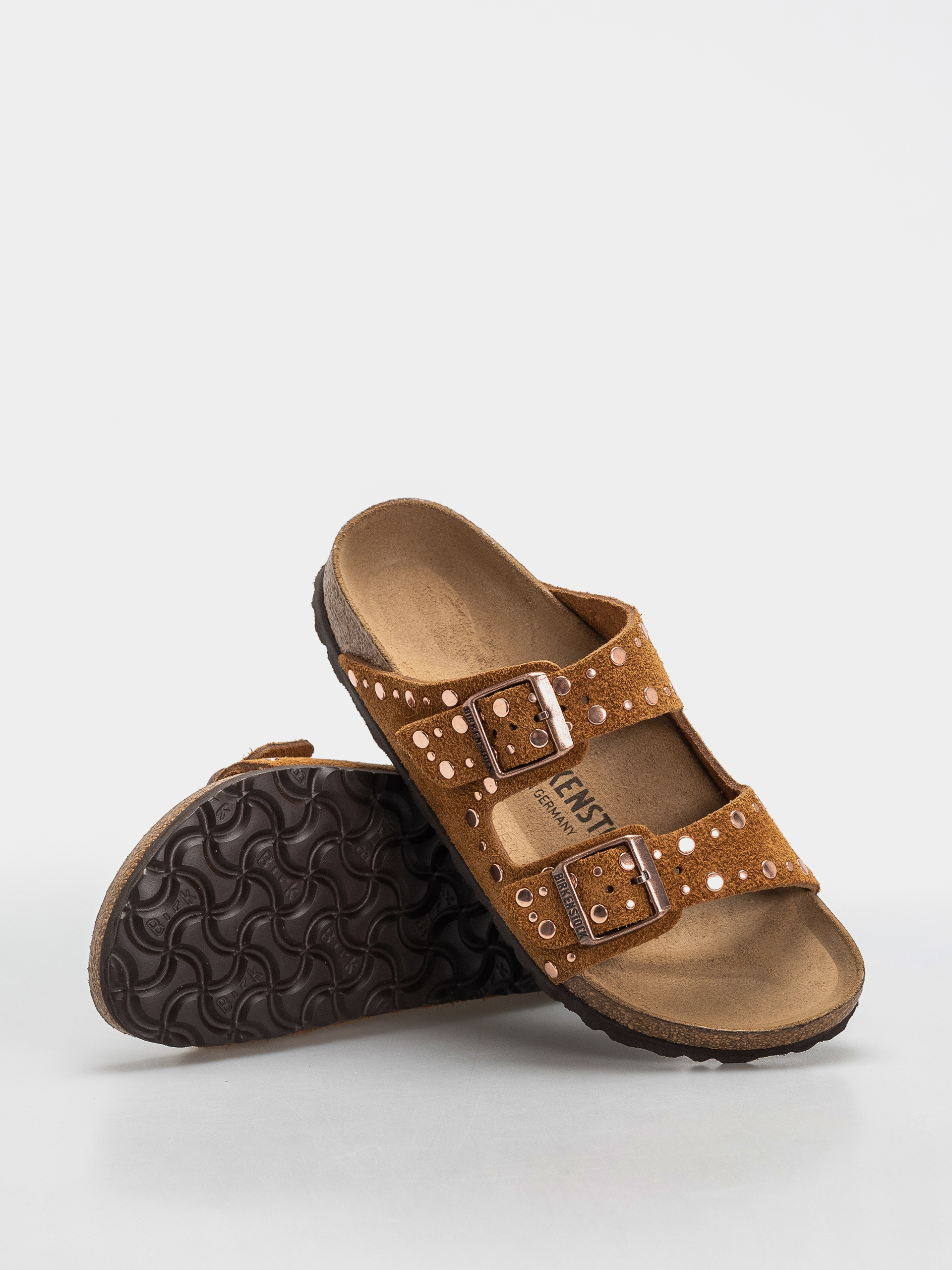 Șlapi Birkenstock Arizona Rivets Suede Leather Narrow Wmn (mink)