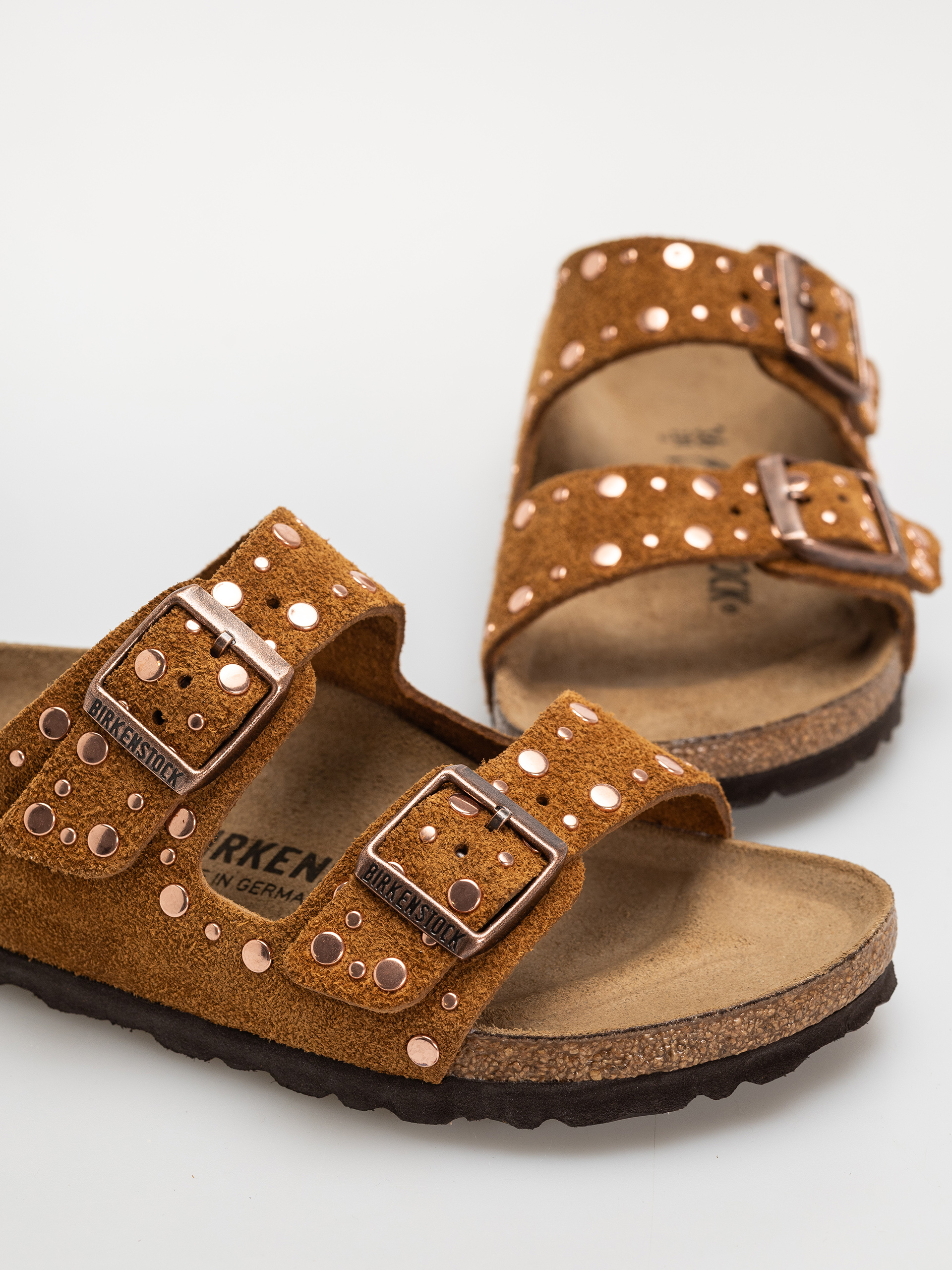 Șlapi Birkenstock Arizona Rivets Suede Leather Narrow Wmn (mink)