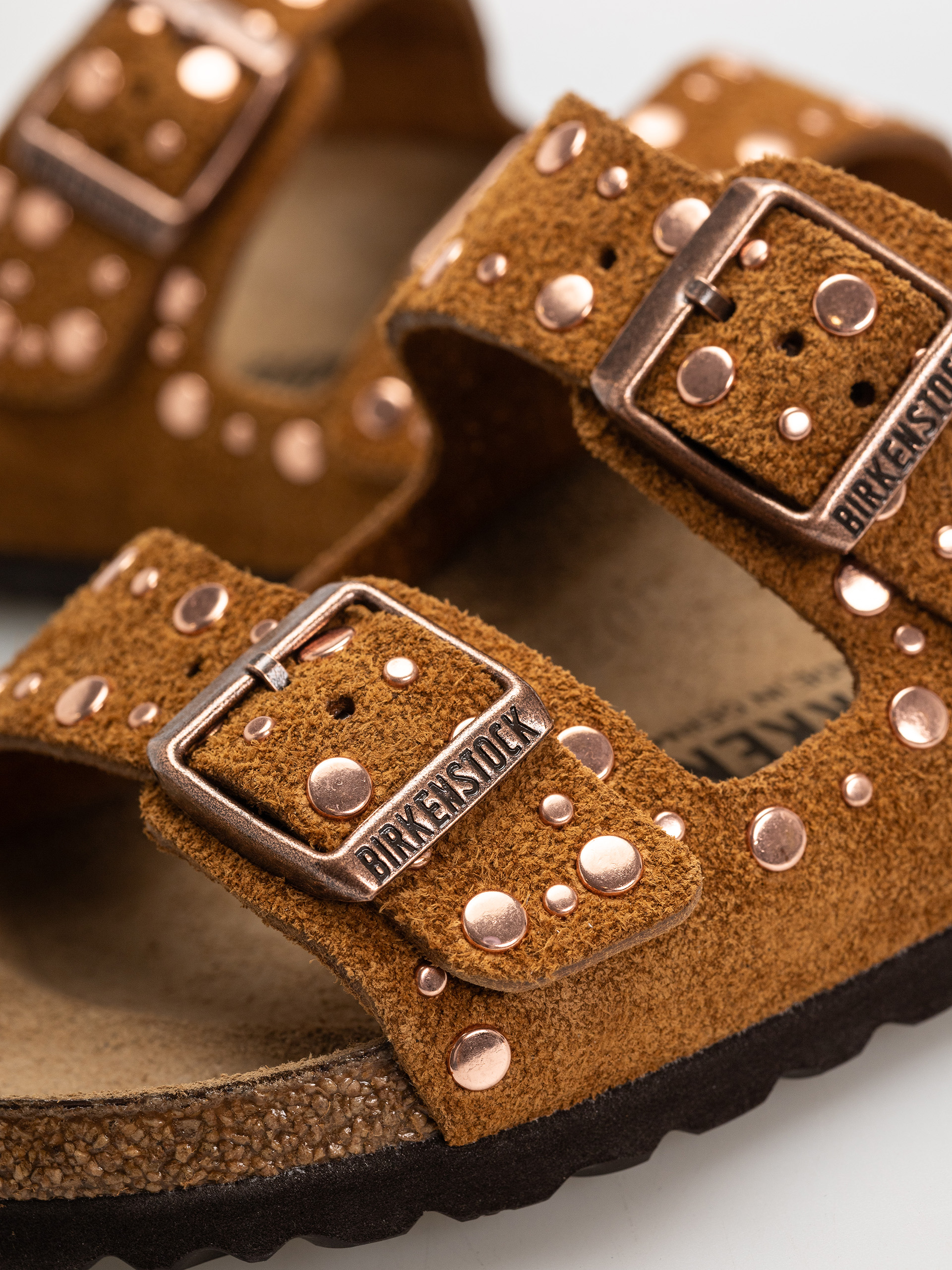 Șlapi Birkenstock Arizona Rivets Suede Leather Narrow Wmn (mink)