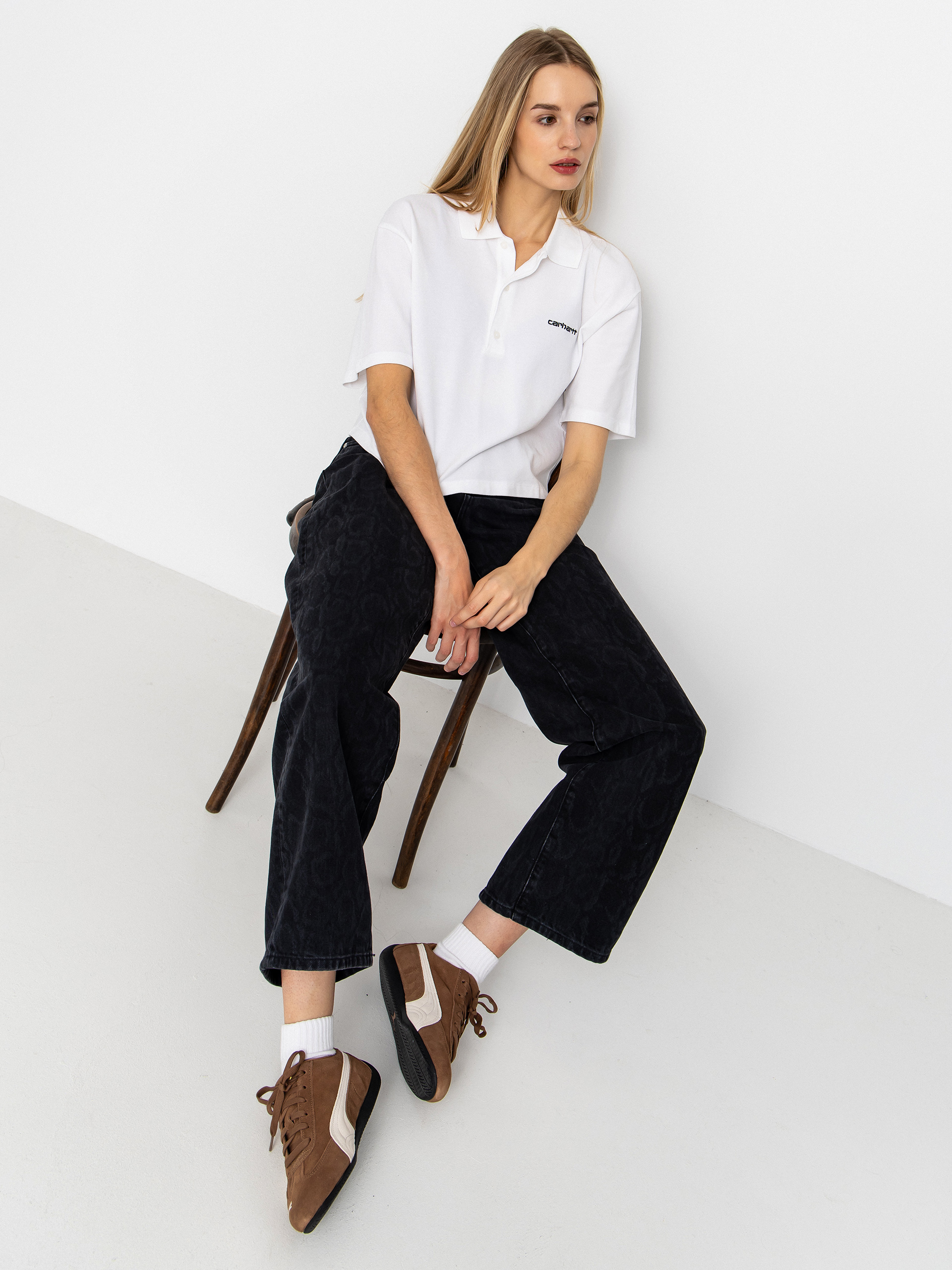 Tricou Carhartt WIP Script Polo Wmn (white/black)