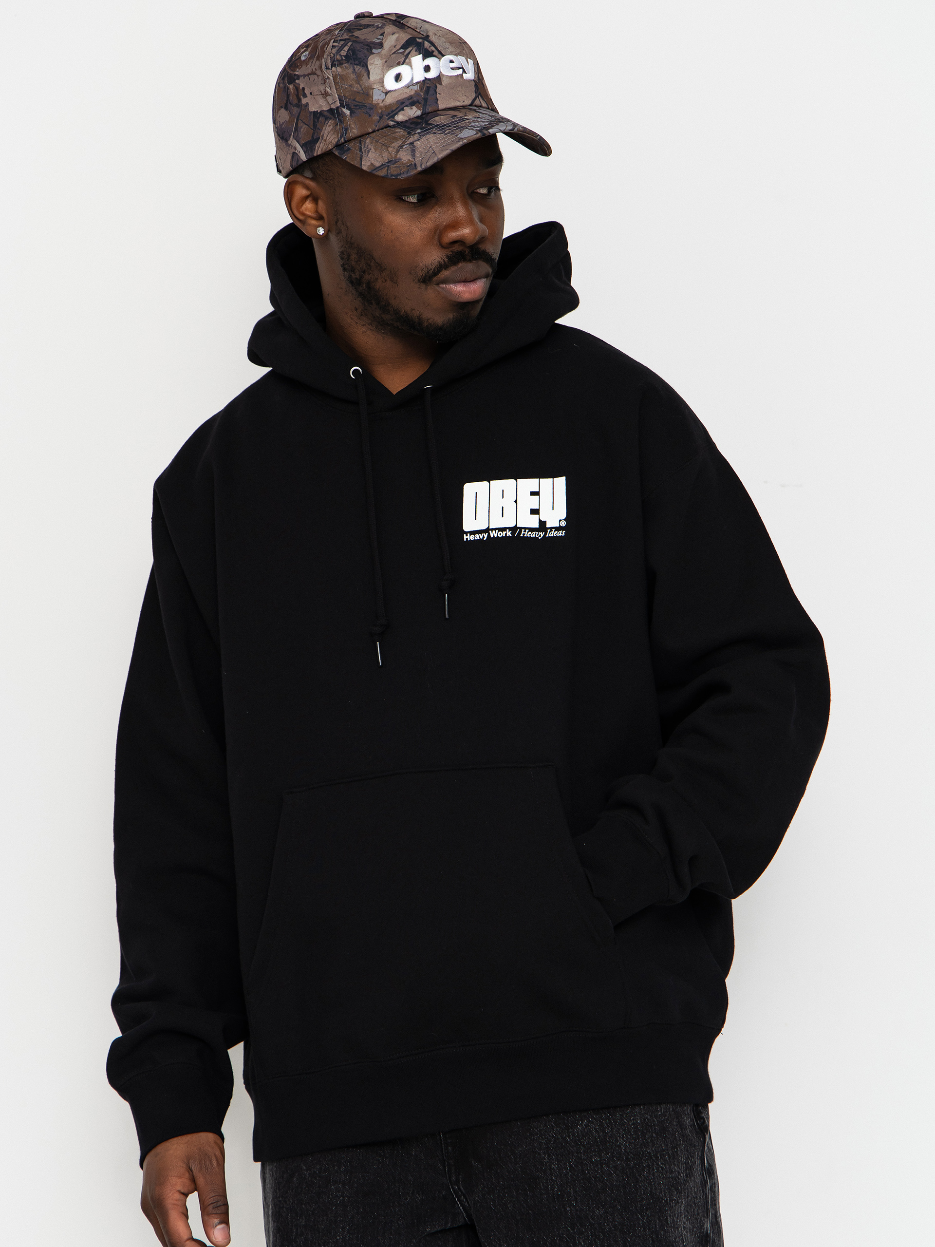 Hanorac cu glugă OBEY Heavy Ideas HD (black)