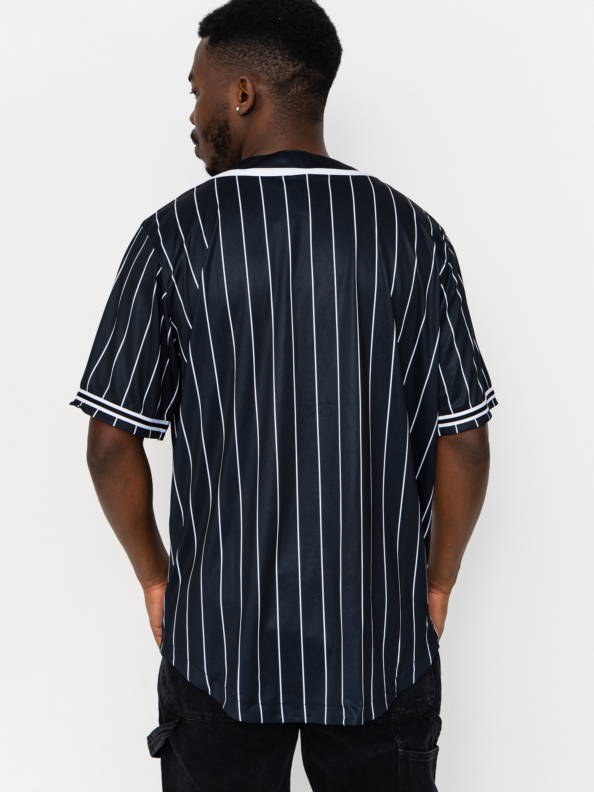 Cămașă Karl Kani Serif Pinstripe Baseball (black/white)