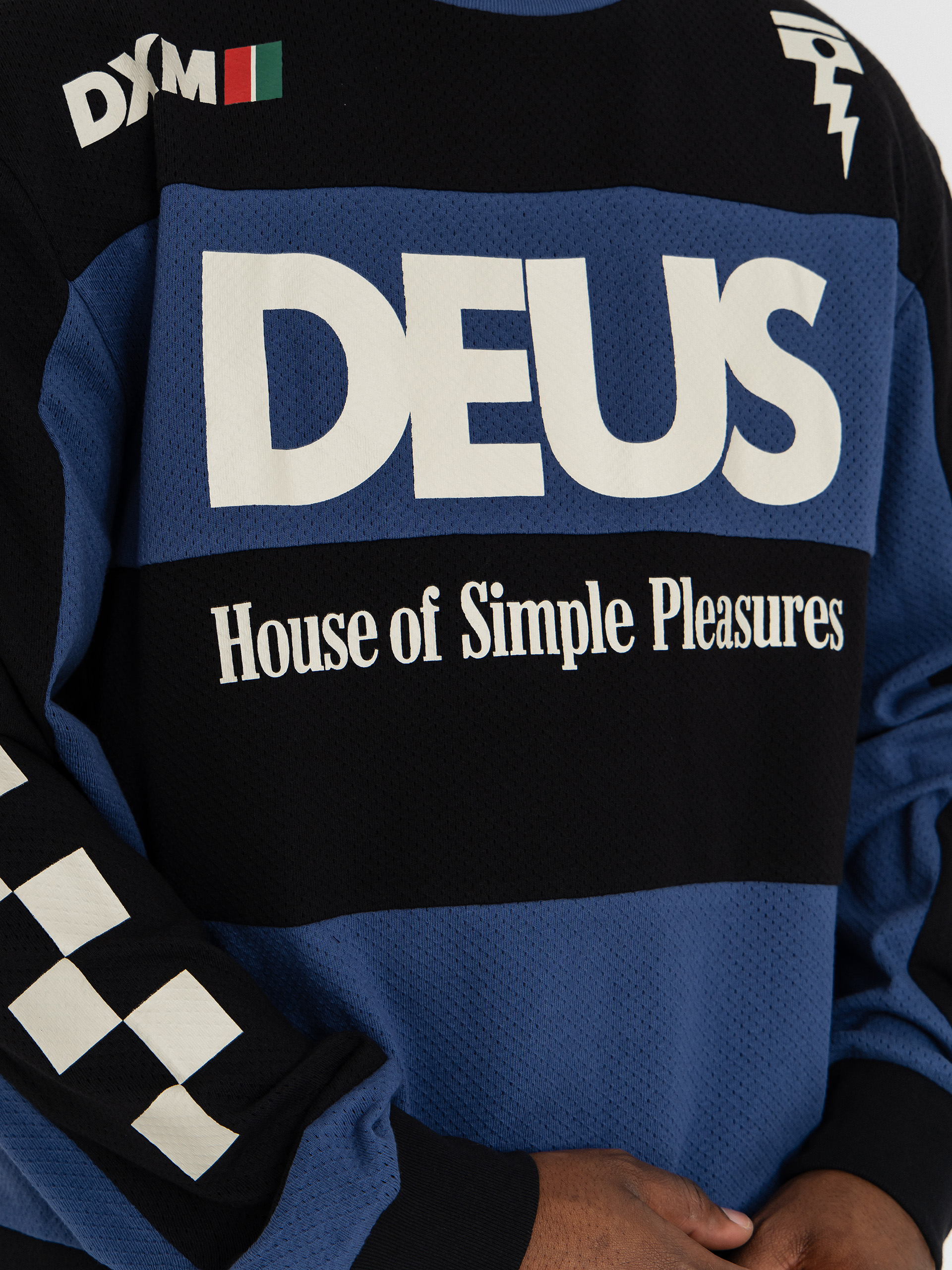 Tricou Deus Ex Machina Vilander Moto Jersey (mechanic blue combo)
