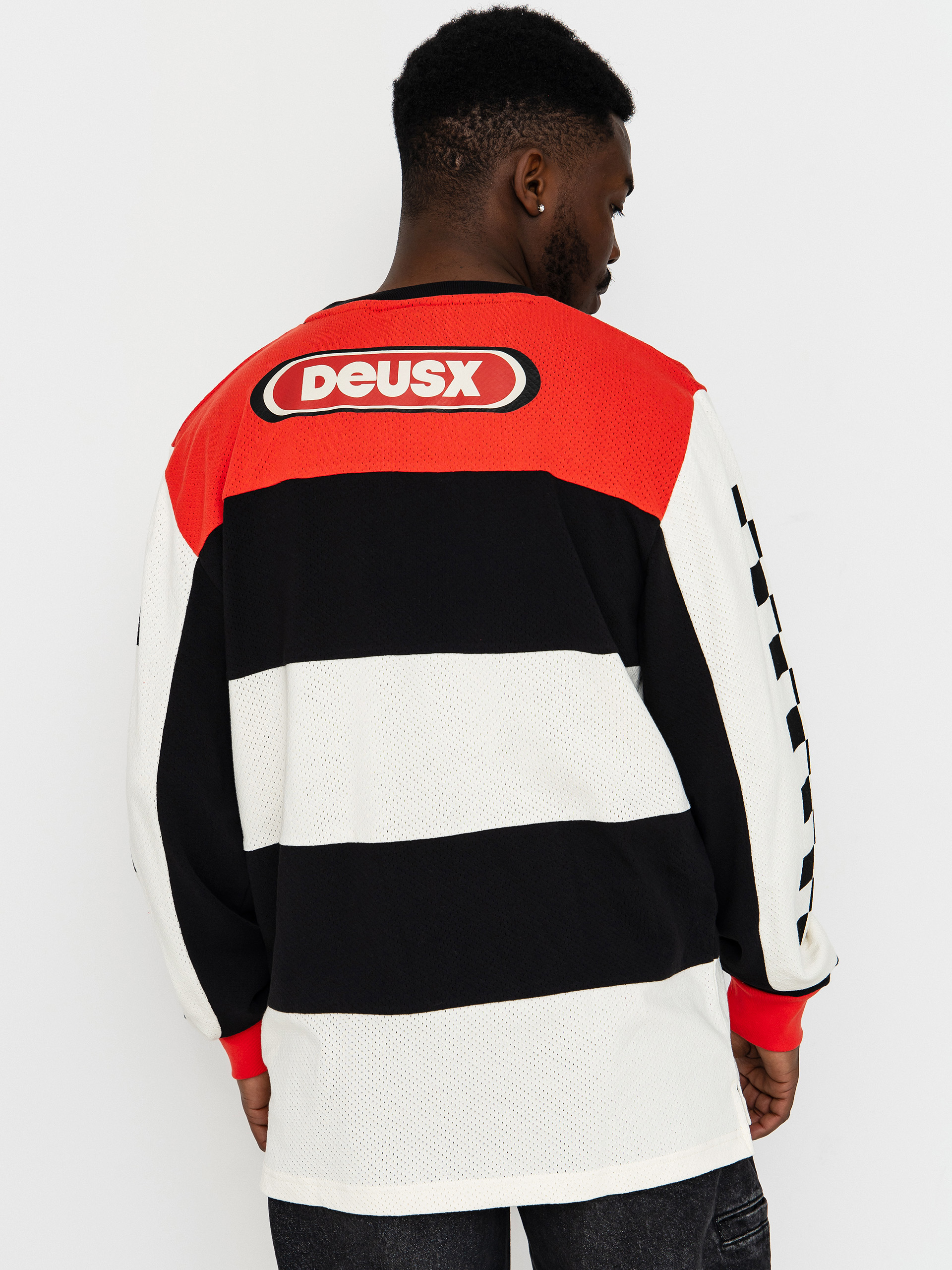 Longsleeve Deus Ex Machina Vilander Moto Jersey (valiant red combo)