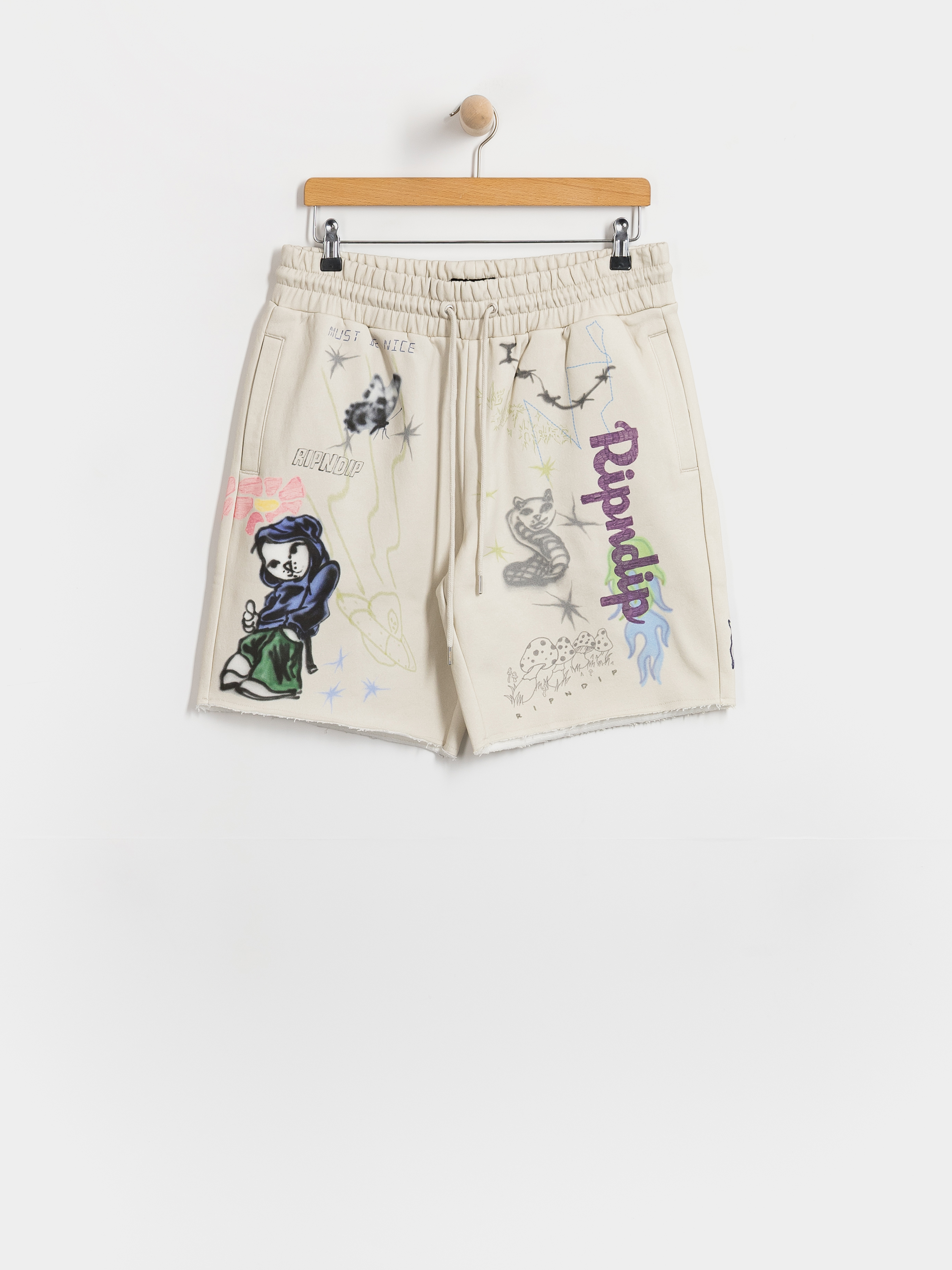 Pantaloni scurți RipNDip Goosebumps Raw Edge (bone)